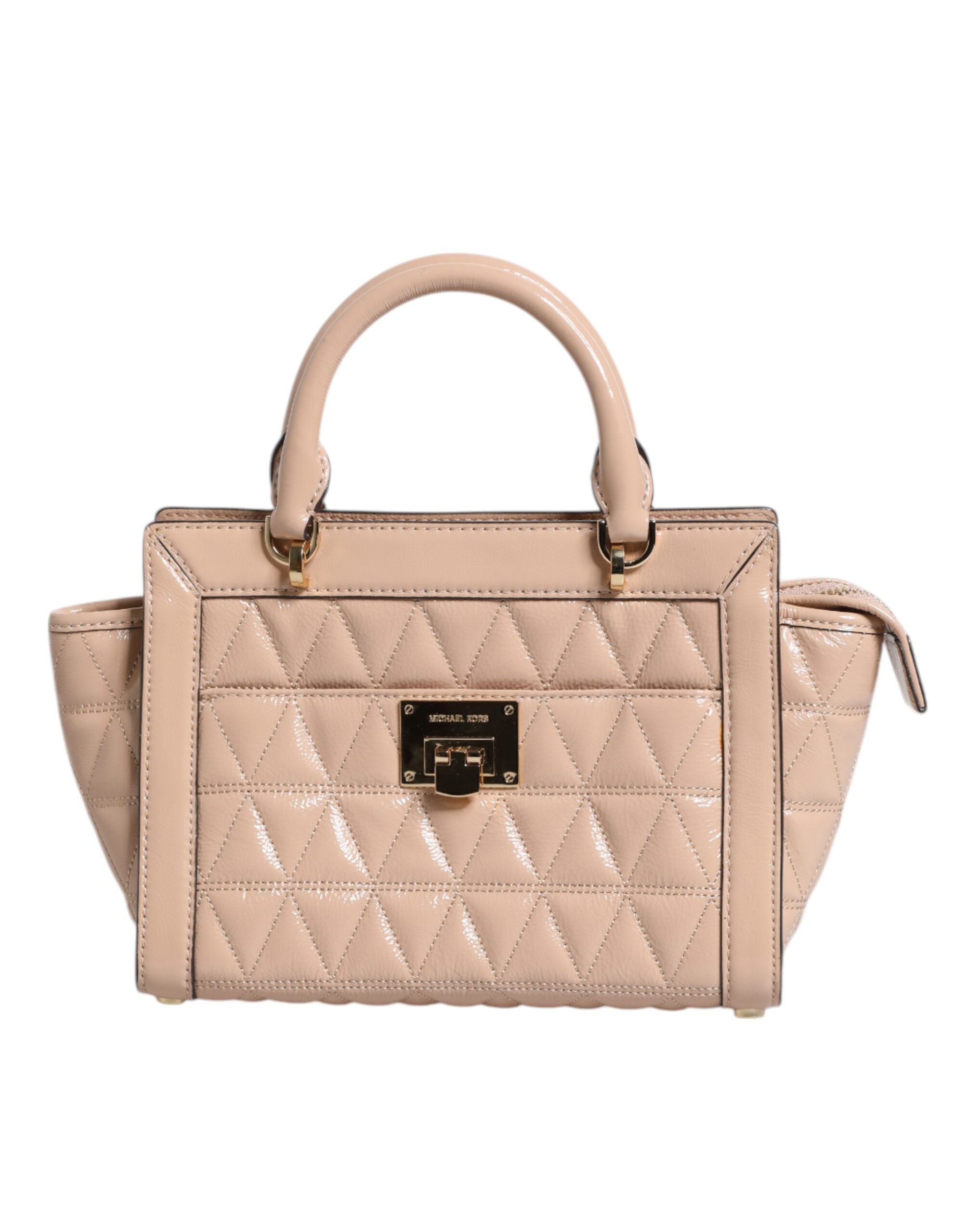 Peach Quilted Leather Logo Crossbody VIVIANNE Messenger Bag - ventzia