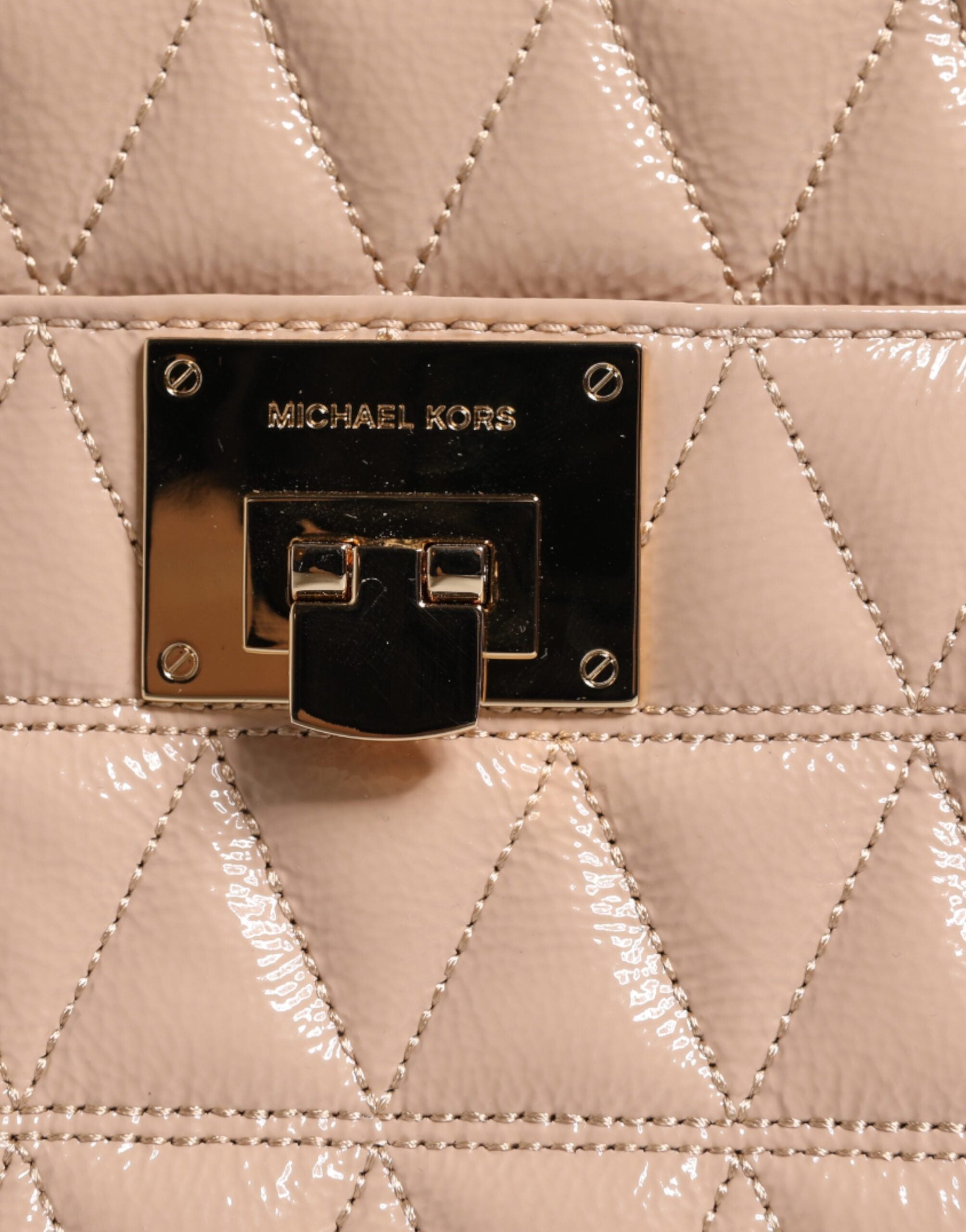 Peach Quilted Leather Logo Crossbody VIVIANNE Messenger Bag - ventzia