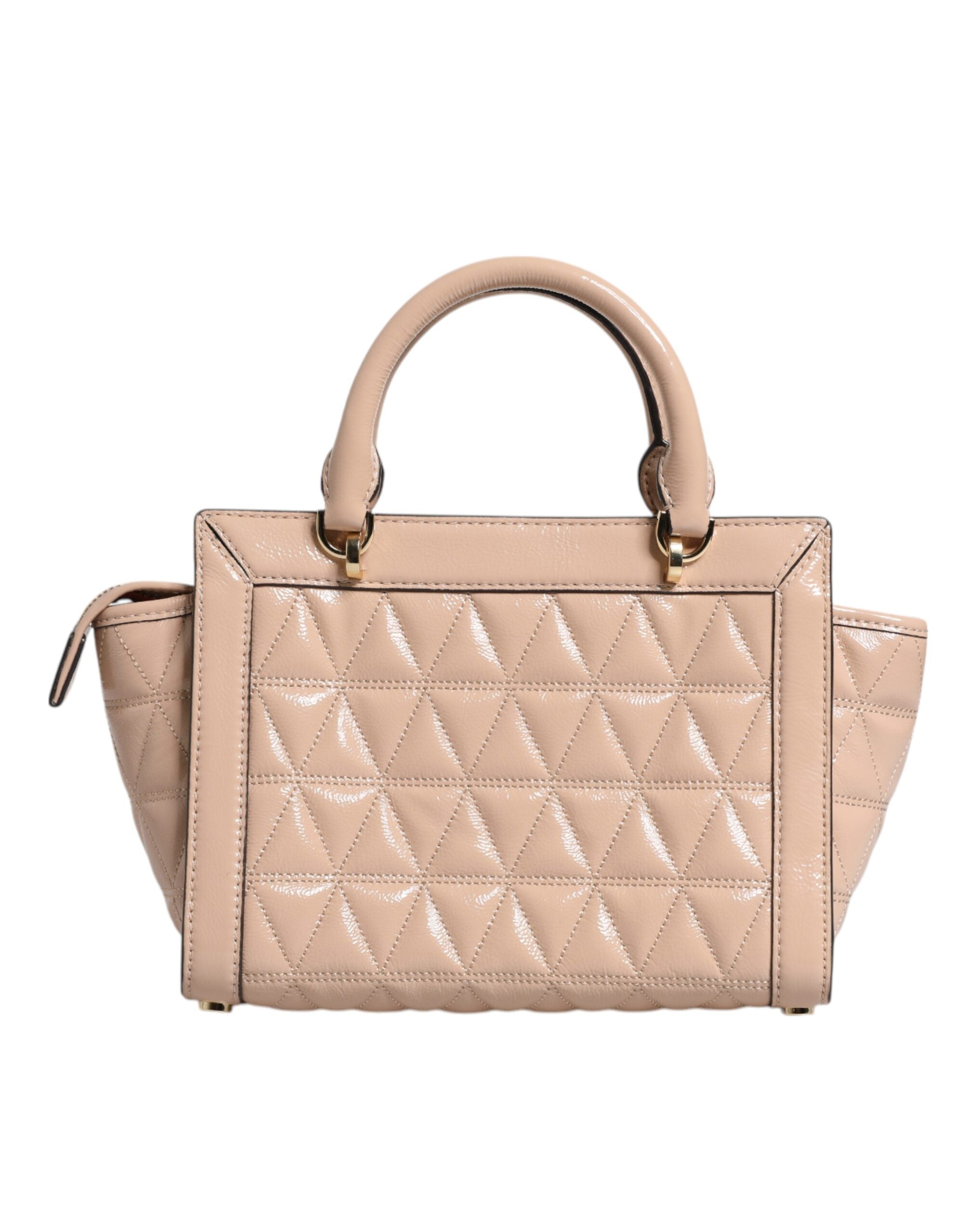 Peach Quilted Leather Logo Crossbody VIVIANNE Messenger Bag - ventzia