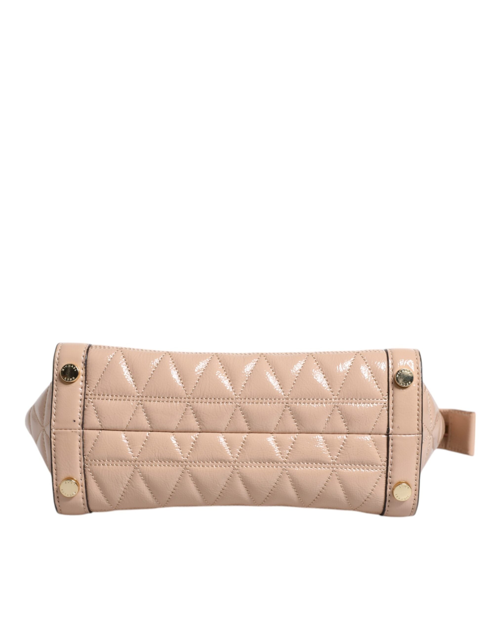 Peach Quilted Leather Logo Crossbody VIVIANNE Messenger Bag - ventzia