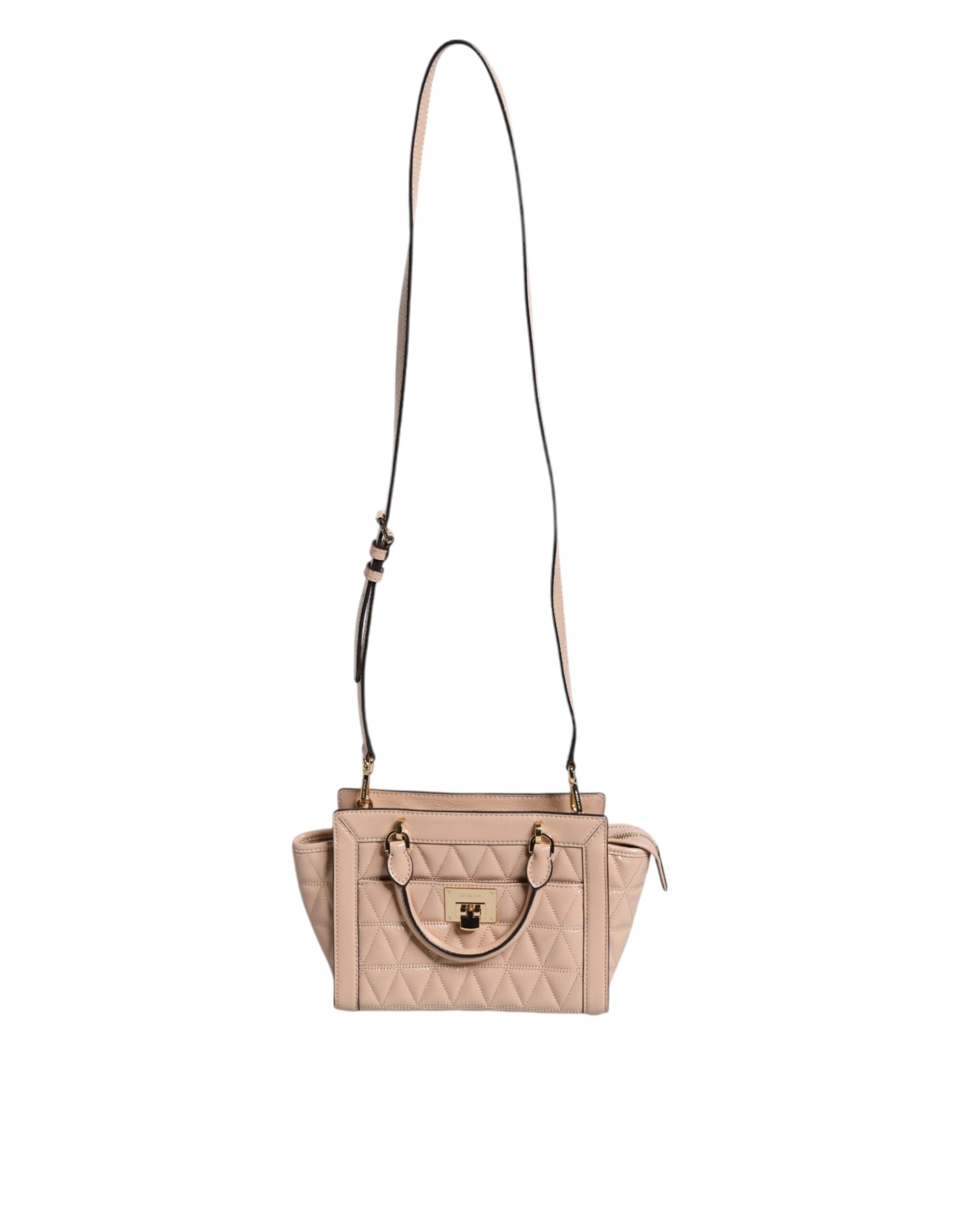 Peach Quilted Leather Logo Crossbody VIVIANNE Messenger Bag - ventzia