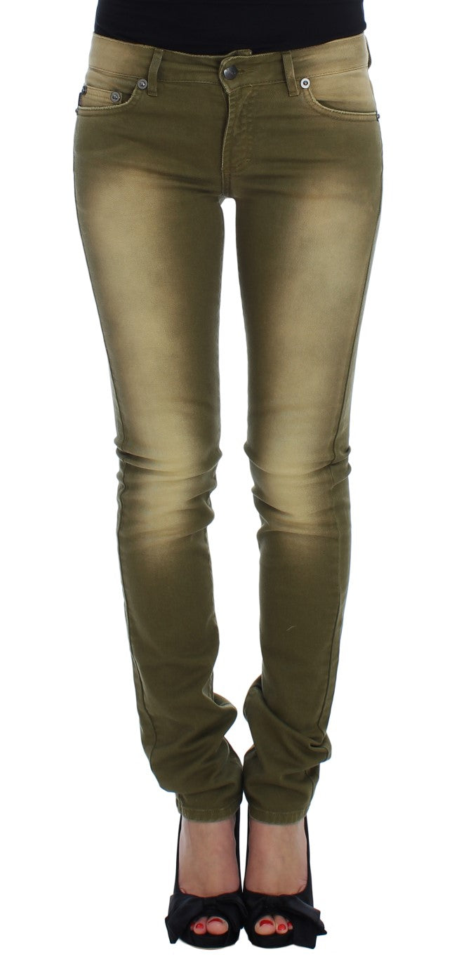 Green Slim Fit Cotton Stretch Jeans - ventzia