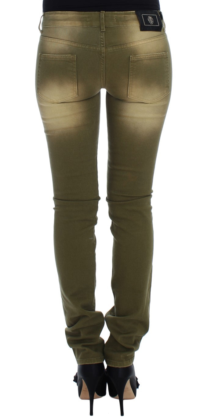 Green Slim Fit Cotton Stretch Jeans - ventzia