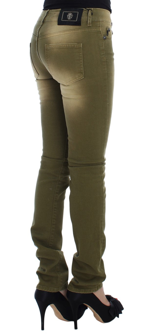 Green Slim Fit Cotton Stretch Jeans - ventzia