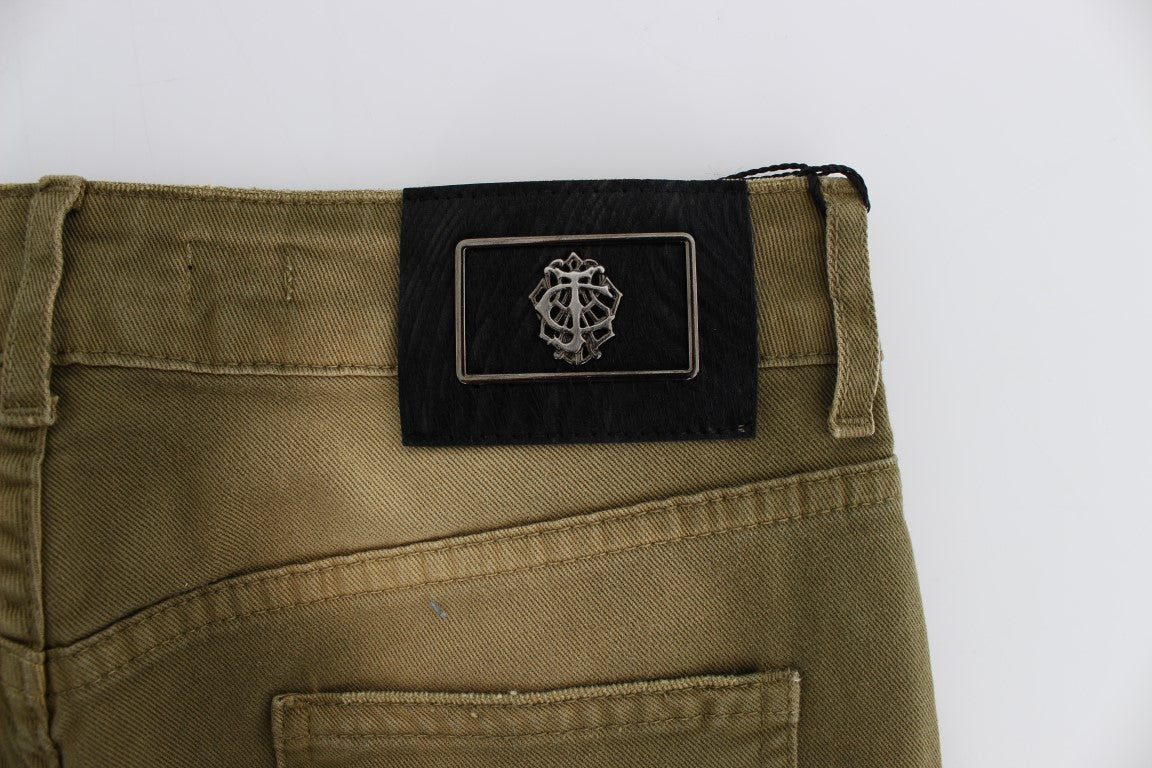 Green Slim Fit Cotton Stretch Jeans - ventzia