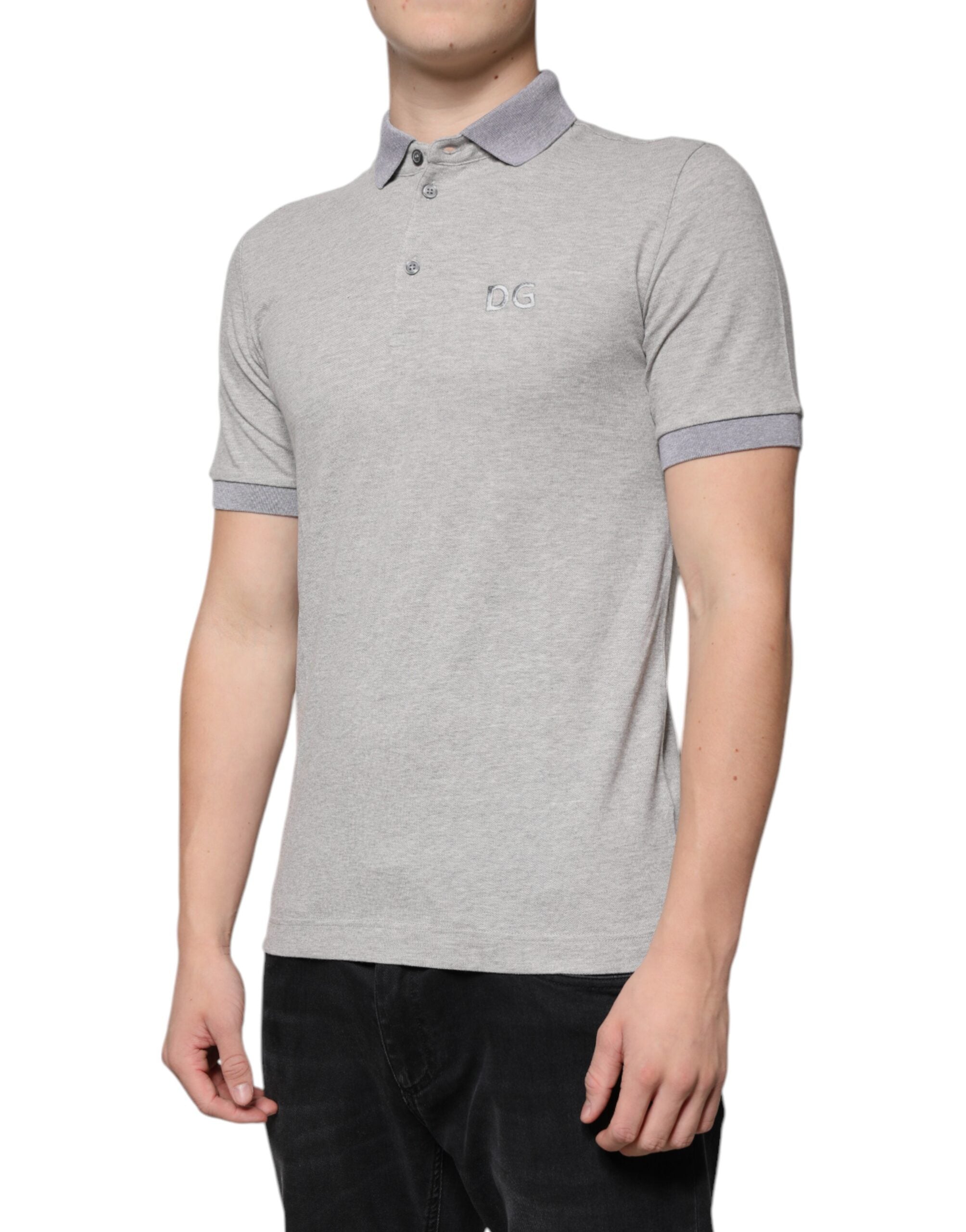 Gray Collared Short Sleeves Men Polo T-shirt - ventzia