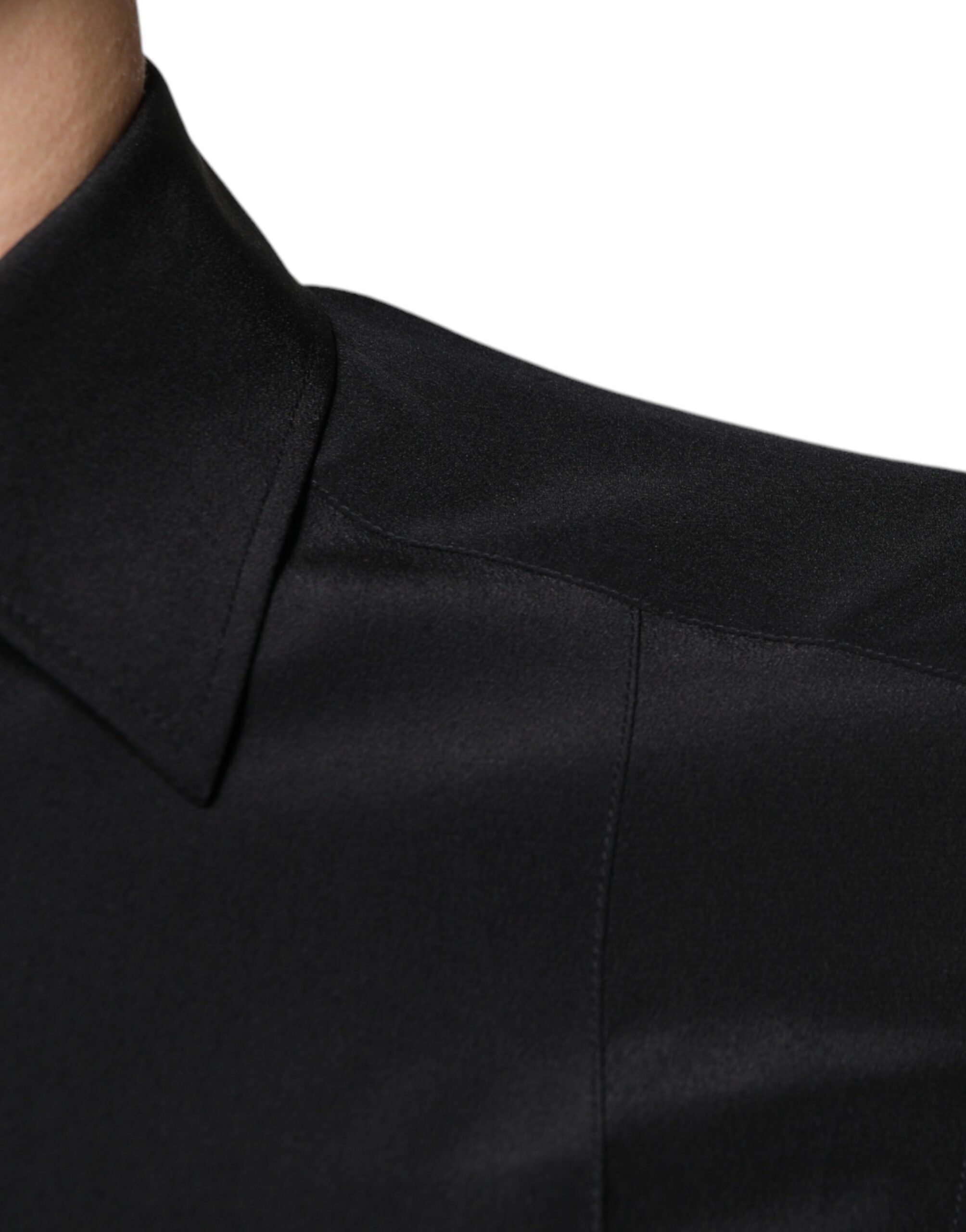 Black Silk Long Sleeves GOLD Dress Shirt - ventzia