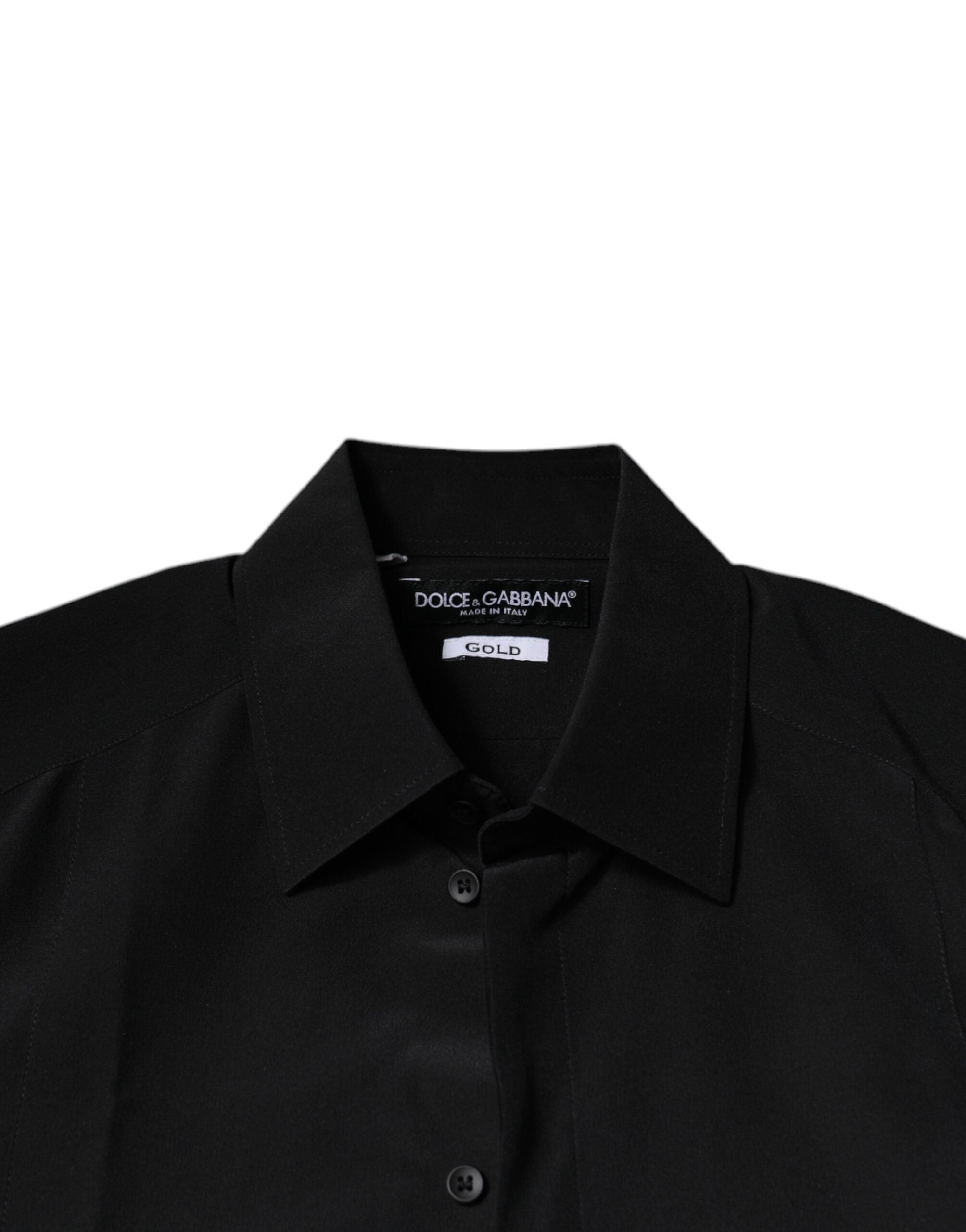 Black Silk Long Sleeves GOLD Dress Shirt - ventzia