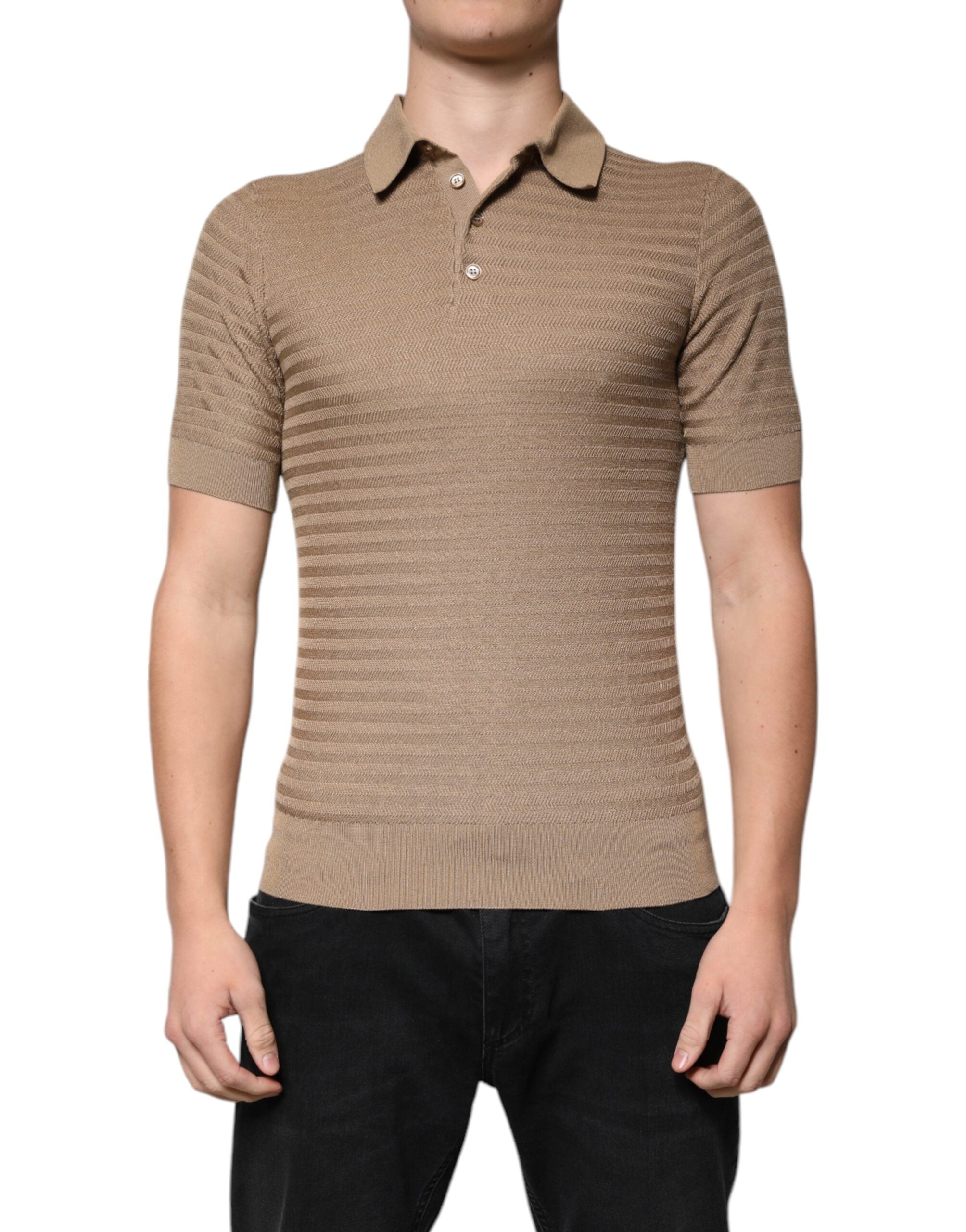 Brown Collared Short Sleeves Polo T-shirt - ventzia