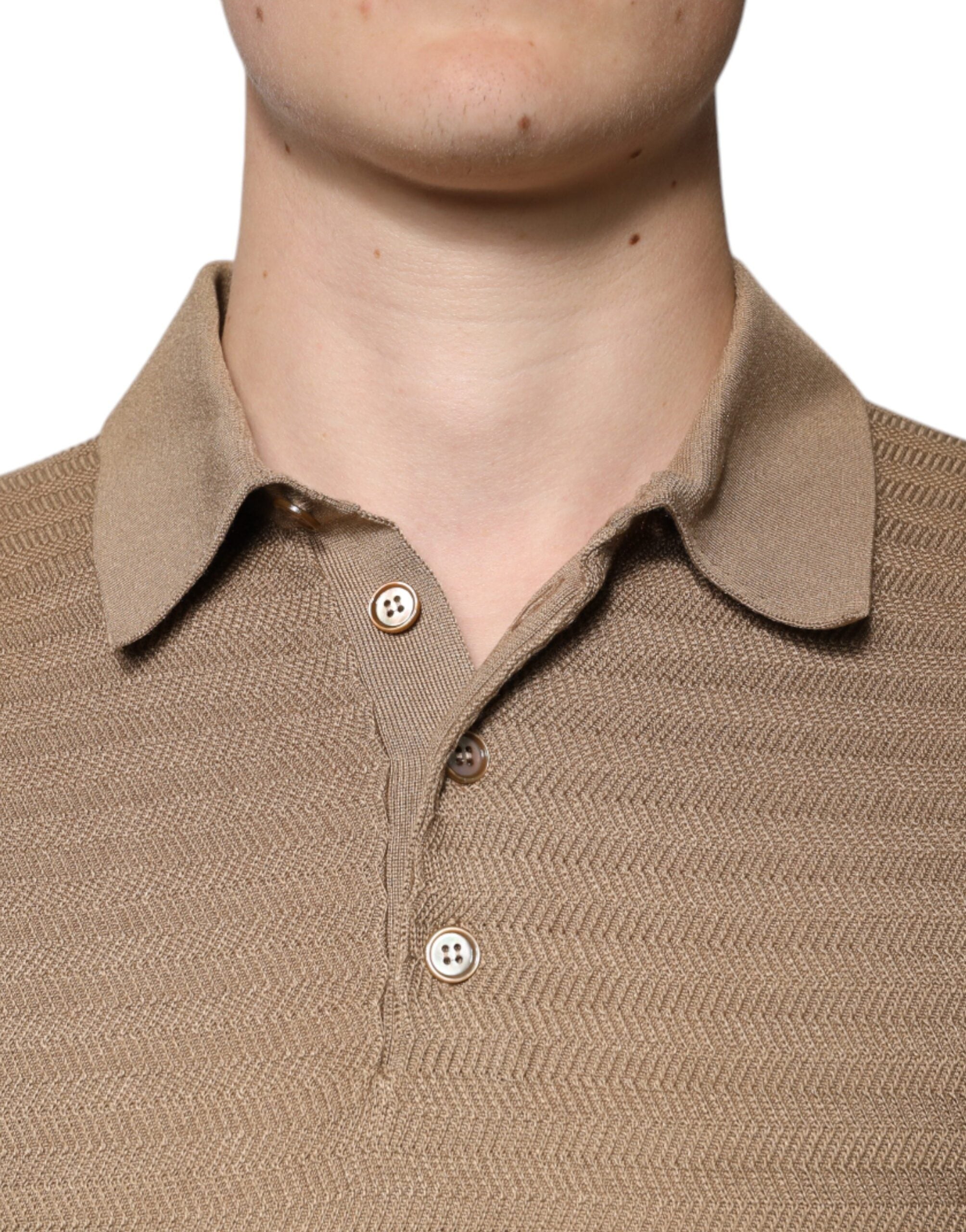 Brown Collared Short Sleeves Polo T-shirt - ventzia