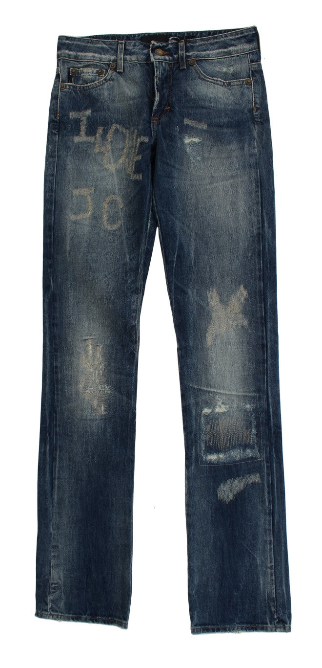 Elegant Flare Fit Blue Denim Jeans - ventzia