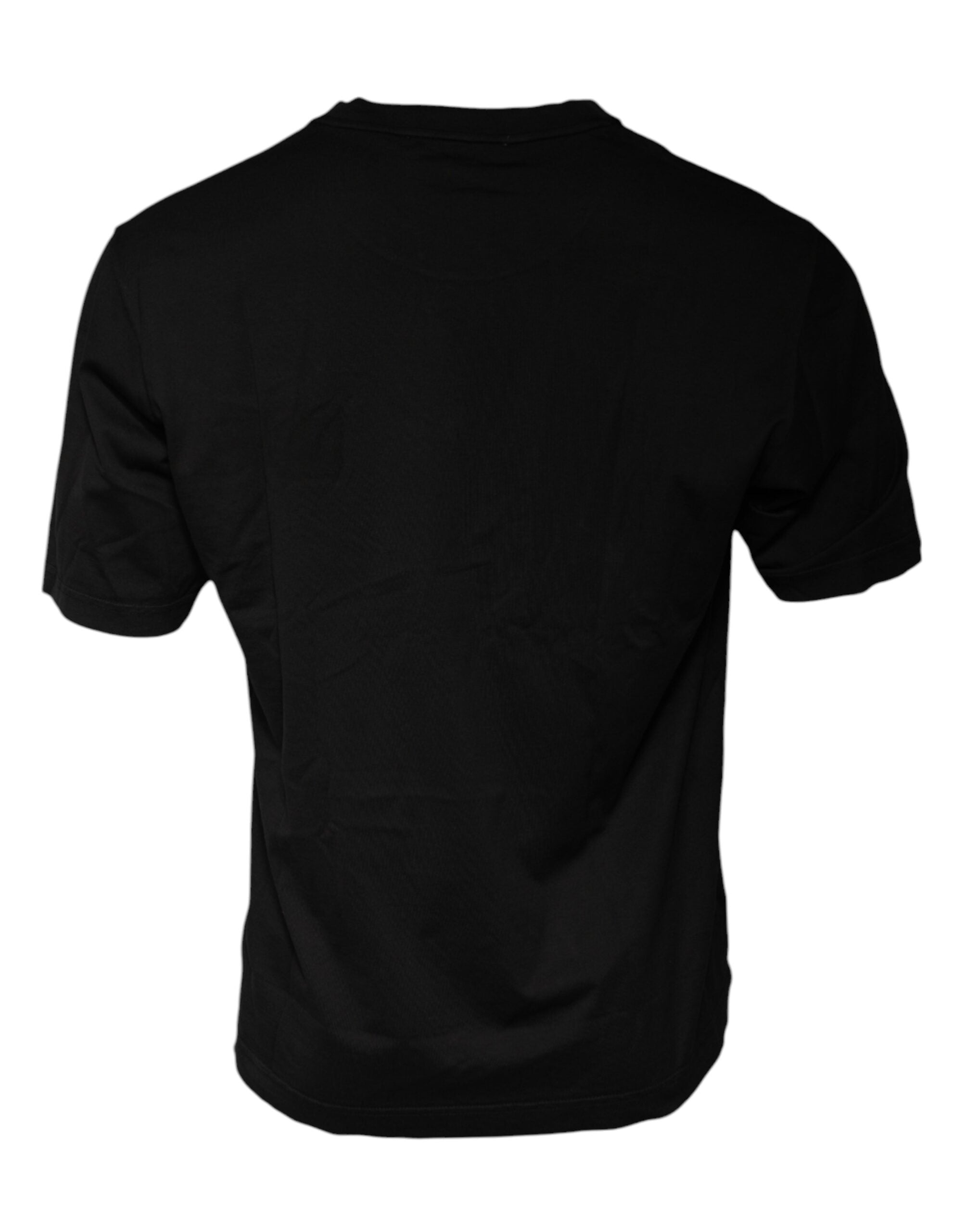Black Cotton Crew Neck Short Sleeves T-shirt - ventzia