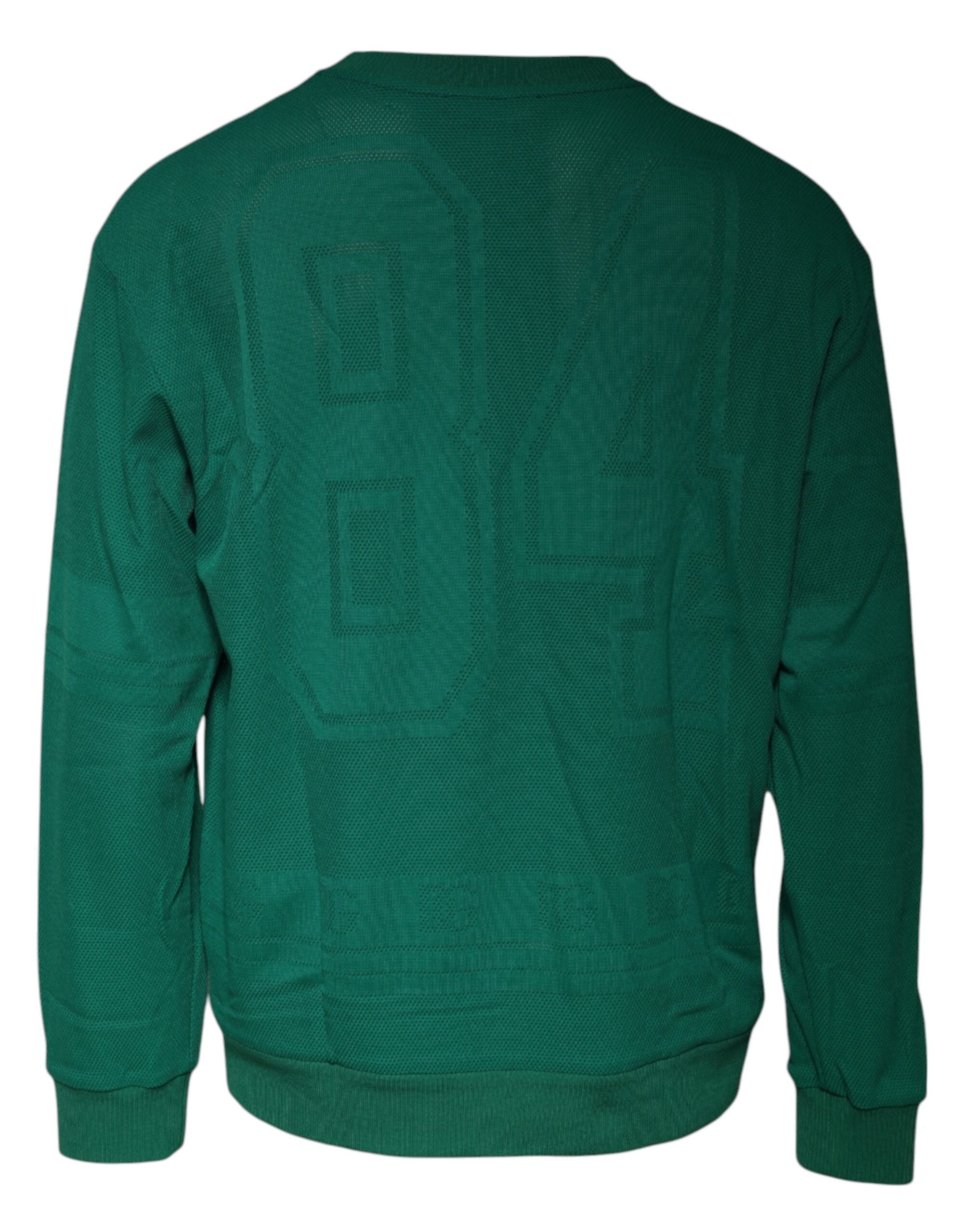 Green Logo Nylon Crew Neck Pullover Sweater - ventzia