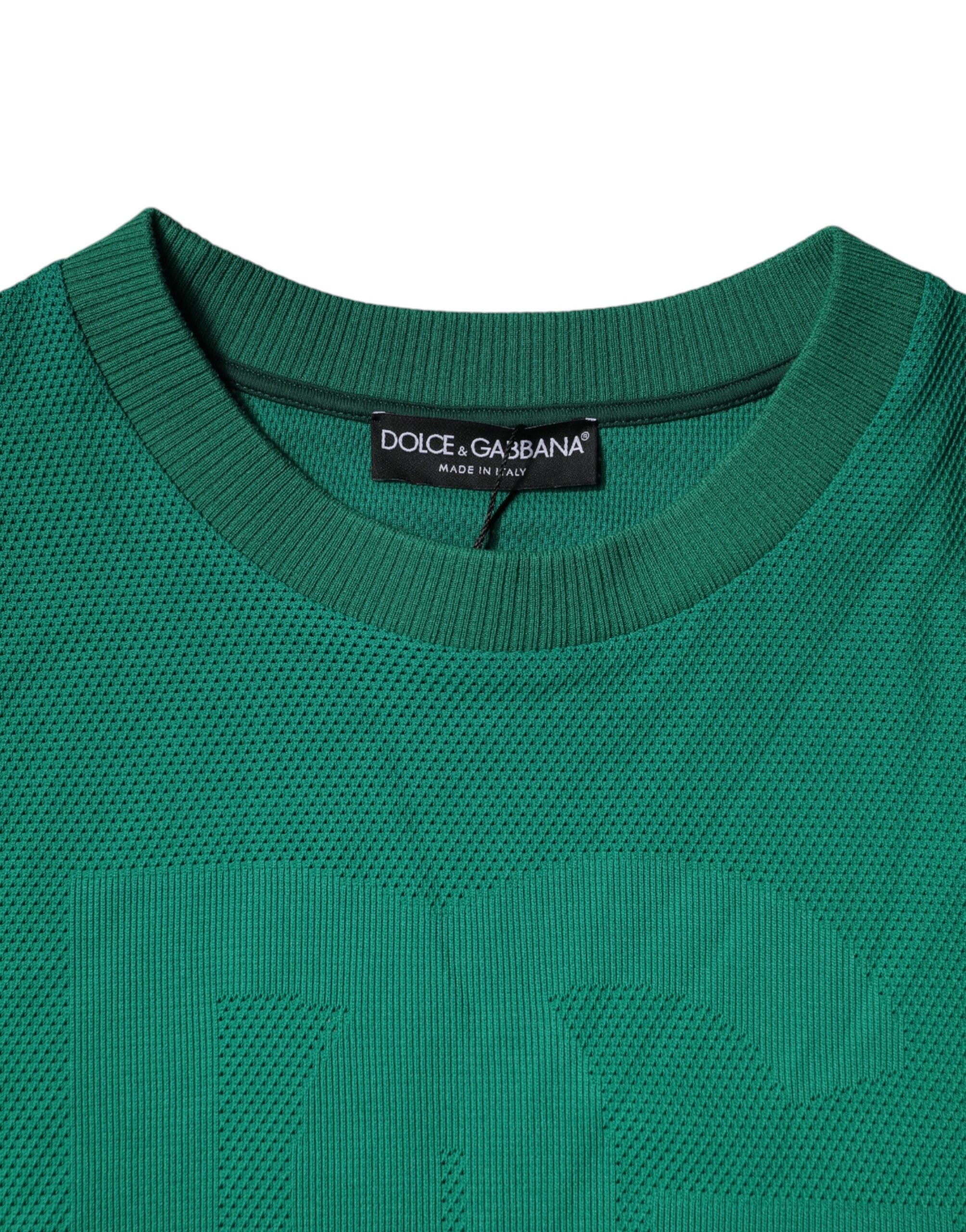Green Logo Nylon Crew Neck Pullover Sweater - ventzia