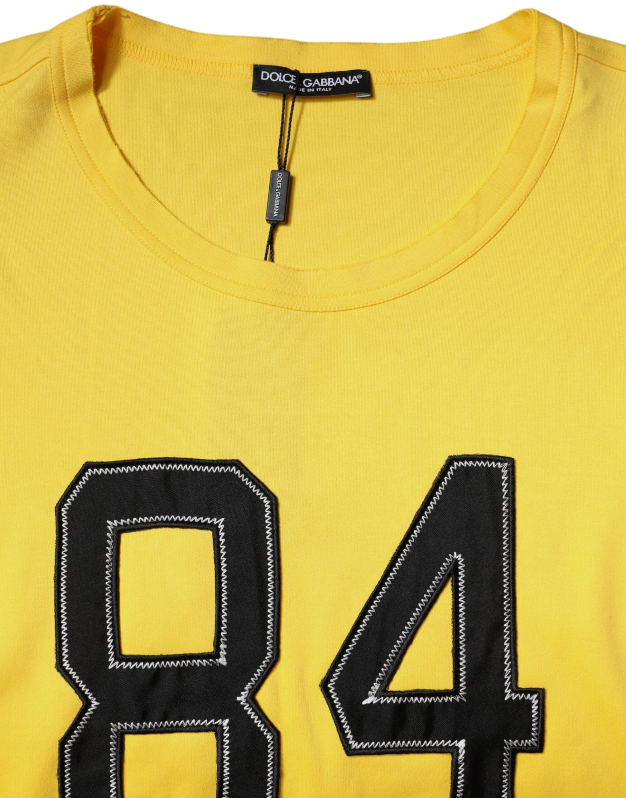 Yellow Crew Neck Short Sleeves T-shirt - ventzia
