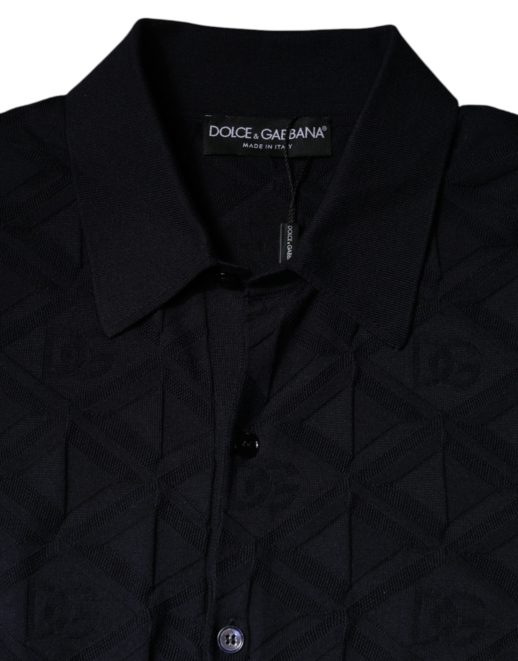Black Silk Crew Neck Men Cardigan Sweater - ventzia