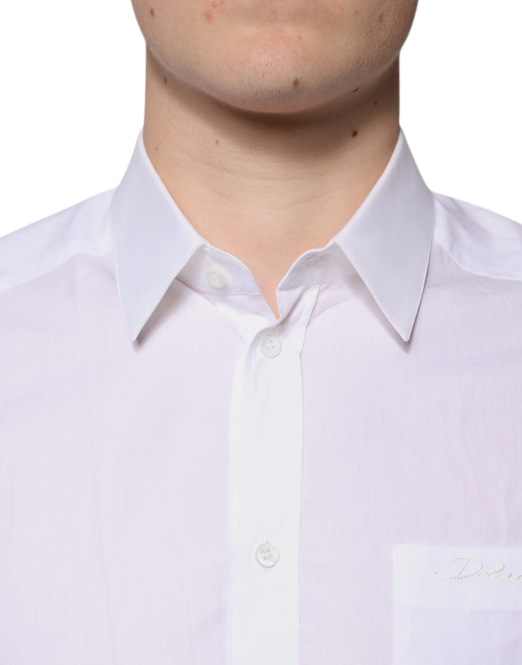 White Cotton Long Sleeves GOLD Dress Shirt - ventzia