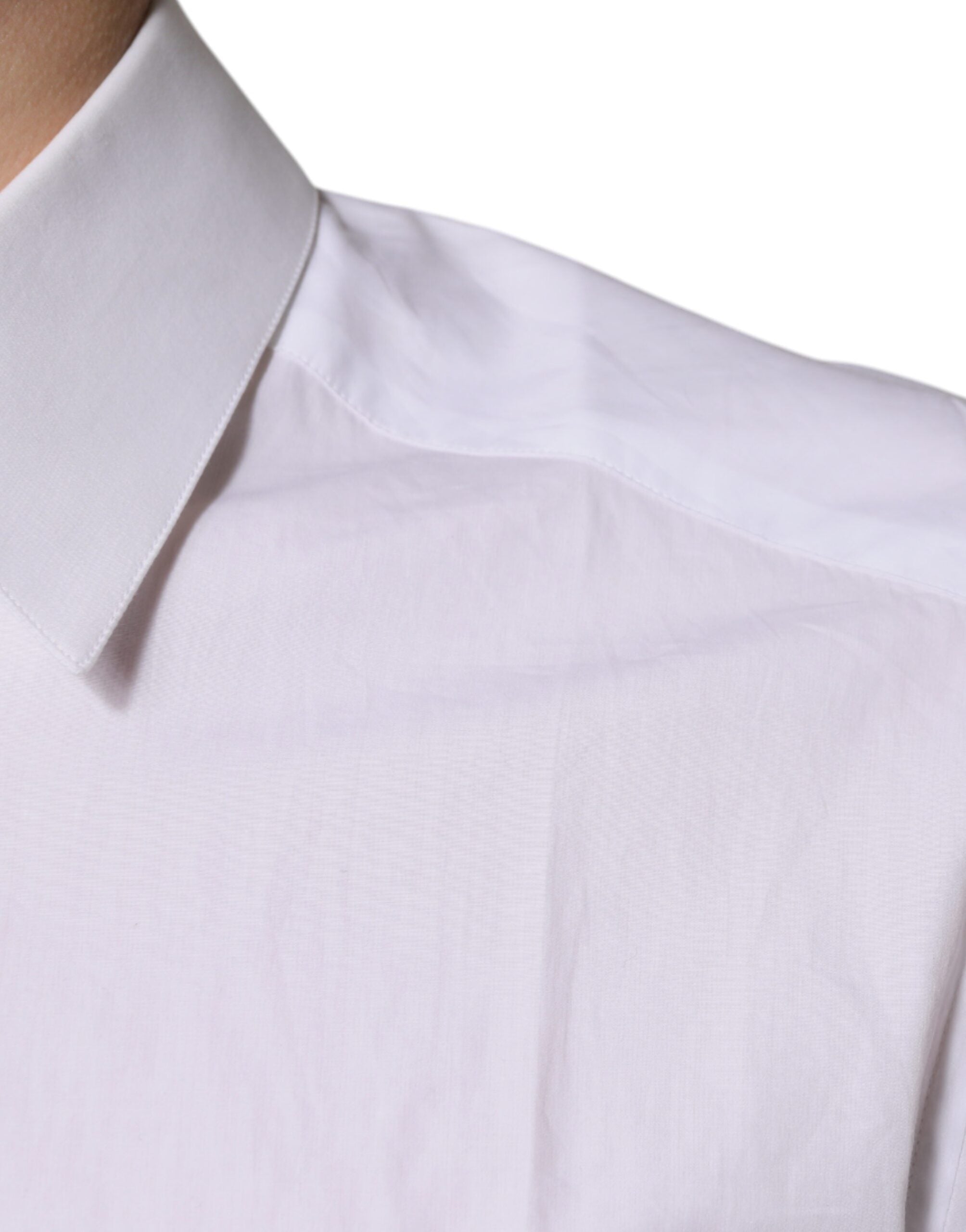 White Cotton Long Sleeves GOLD Dress Shirt - ventzia