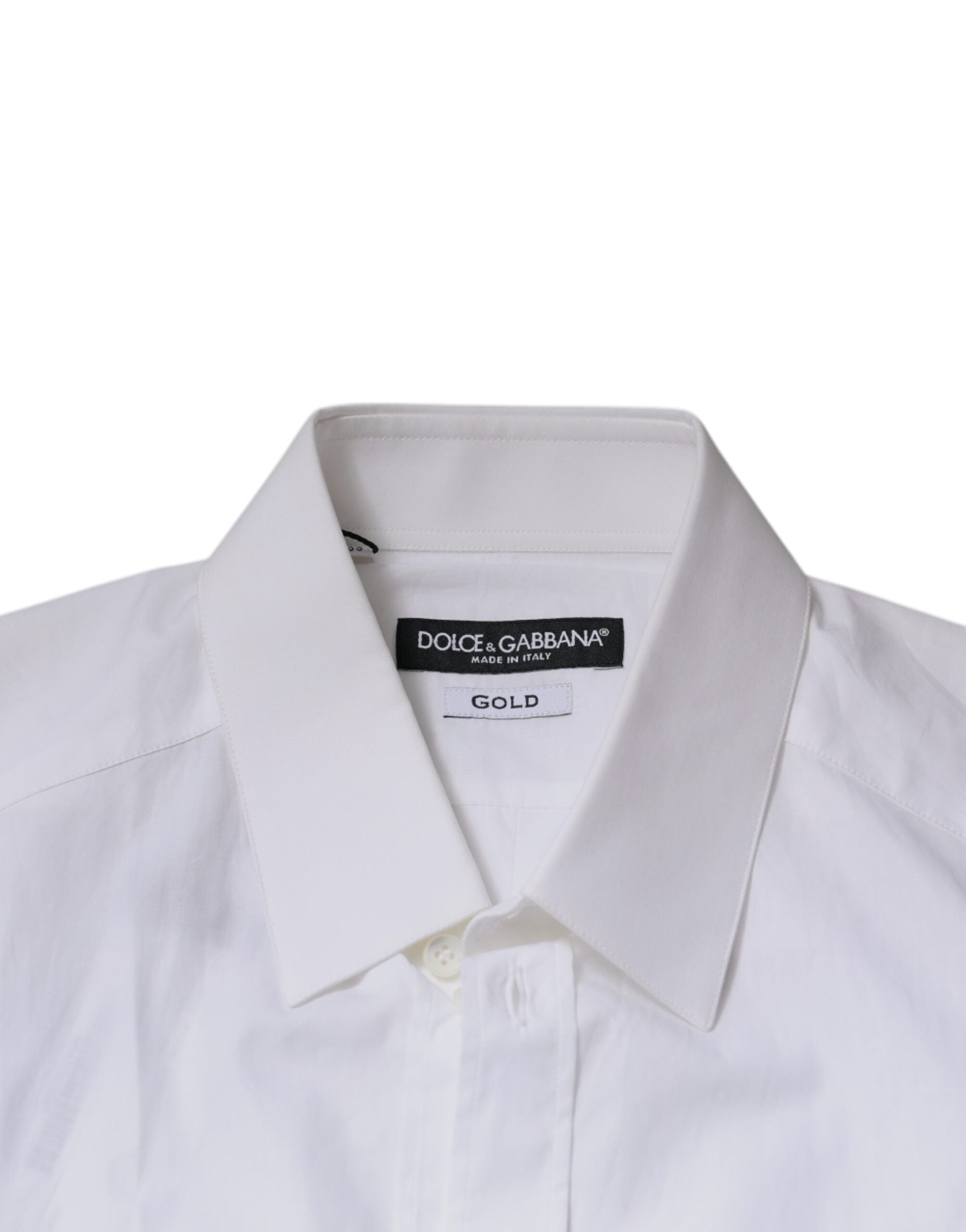 White Cotton Long Sleeves GOLD Dress Shirt - ventzia