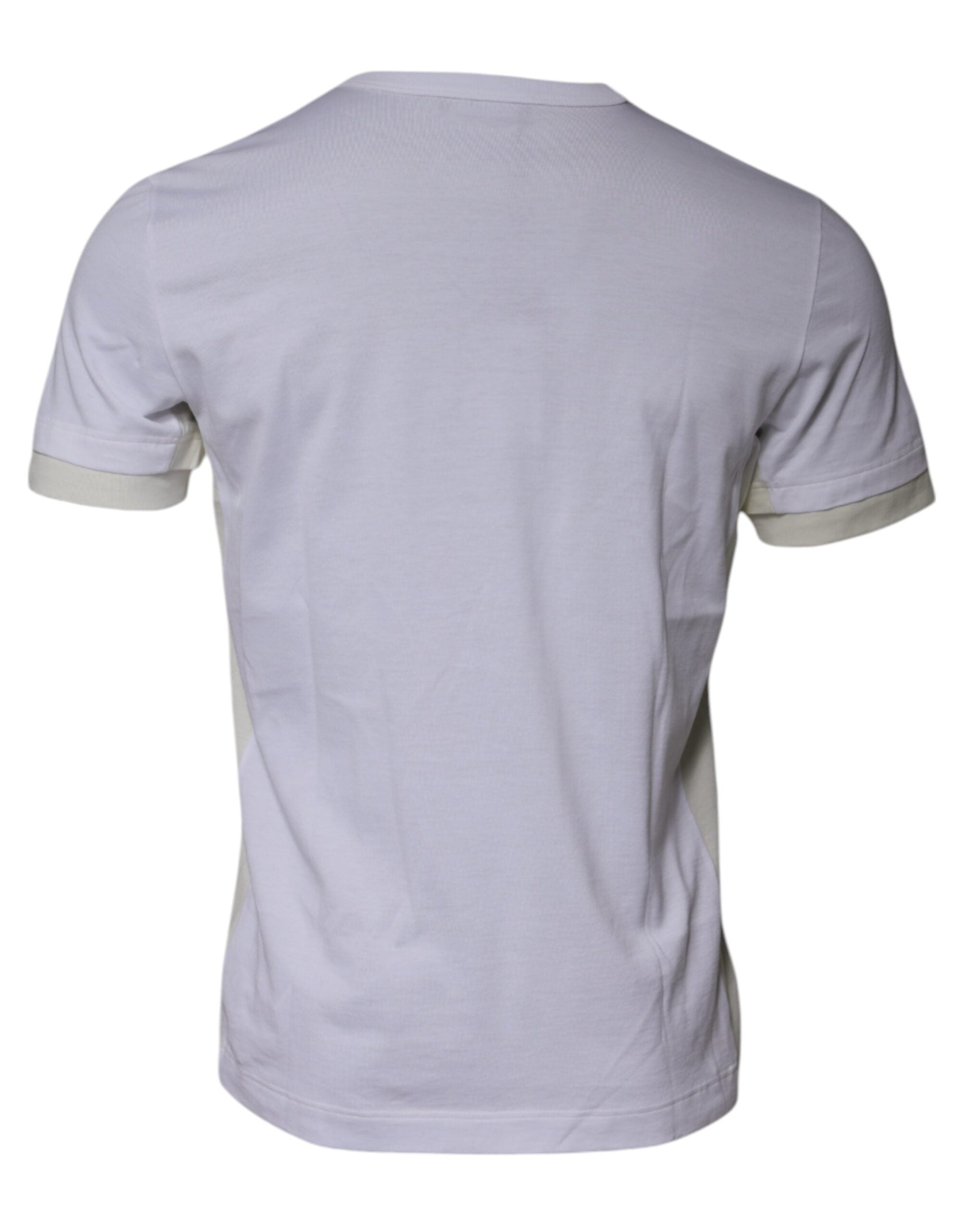 White Cotton Crew Neck Short Sleeves T-shirt - ventzia