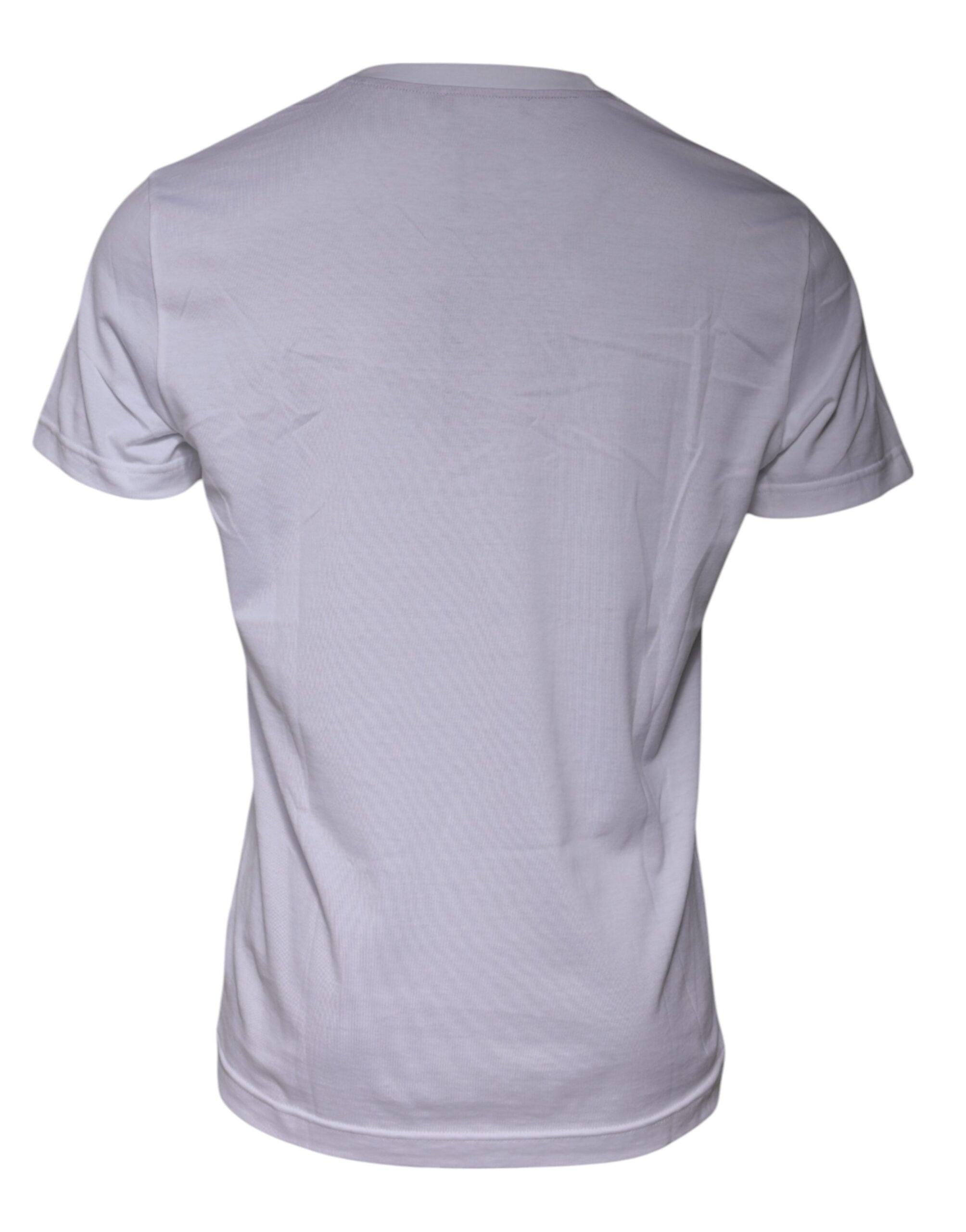White Logo Print Cotton Crew Neck T-shirt - ventzia
