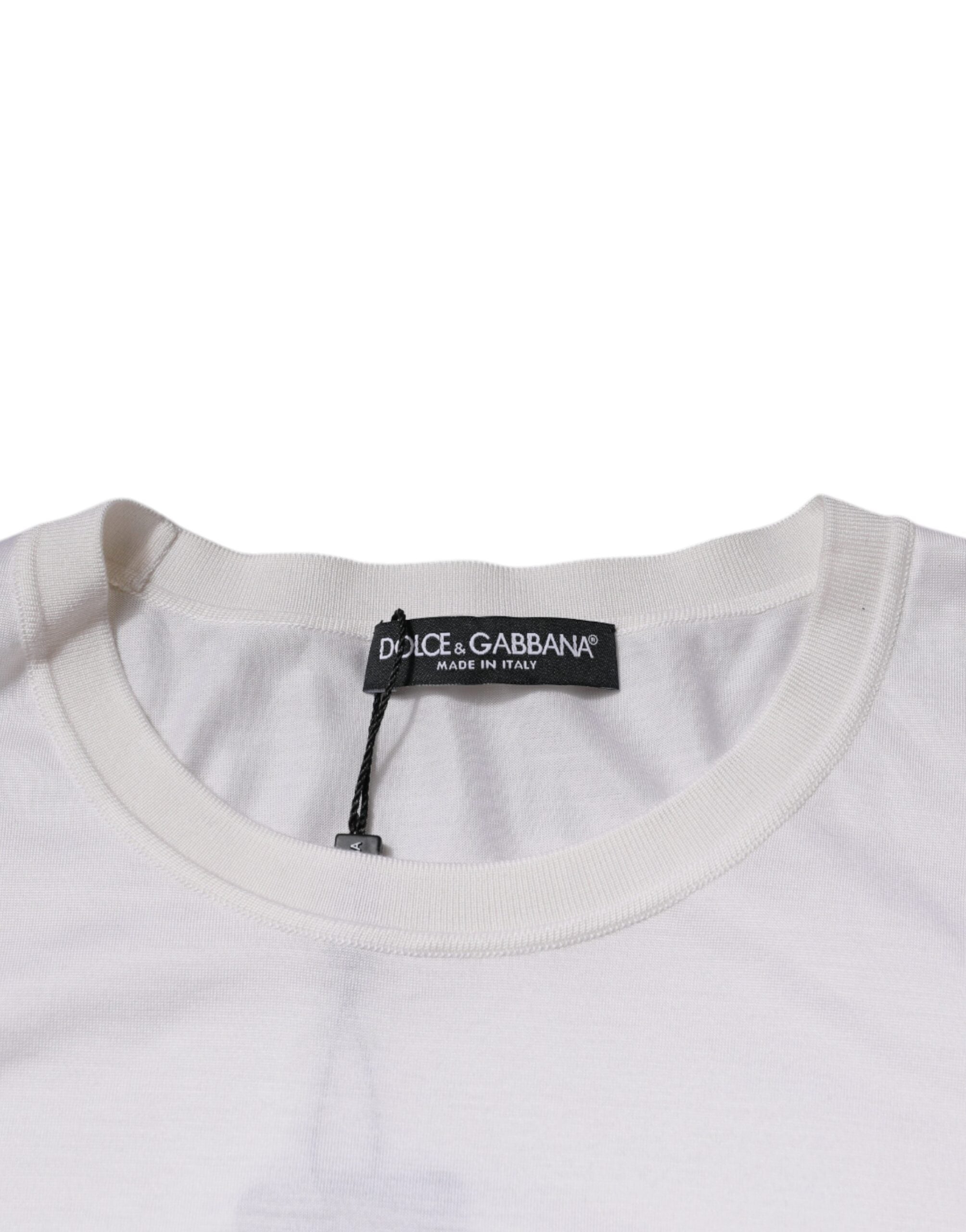 White Silk Crew Neck Men Pullover Sweater - ventzia