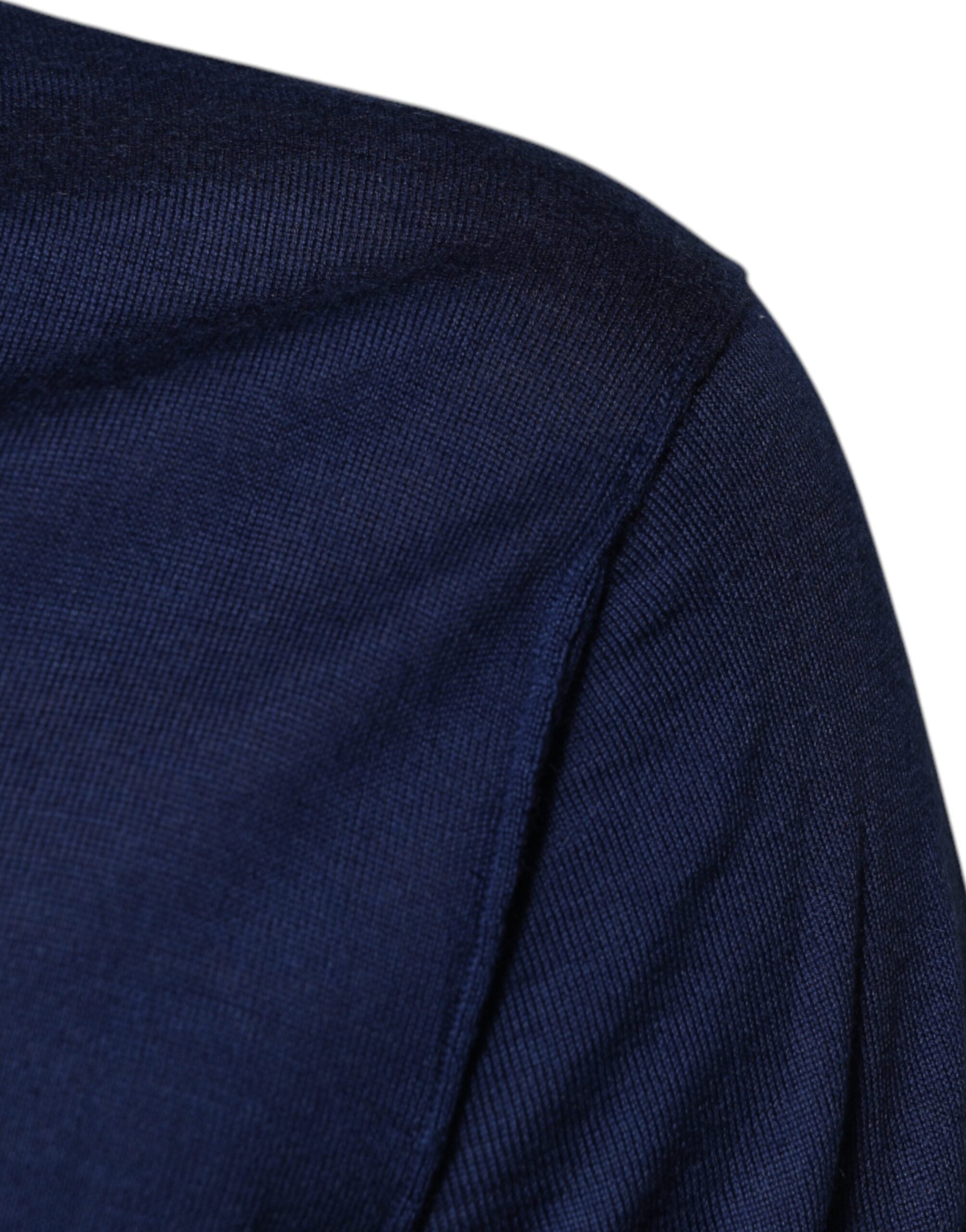 Navy Blue Cashmere V-neck Pullover Sweater - ventzia