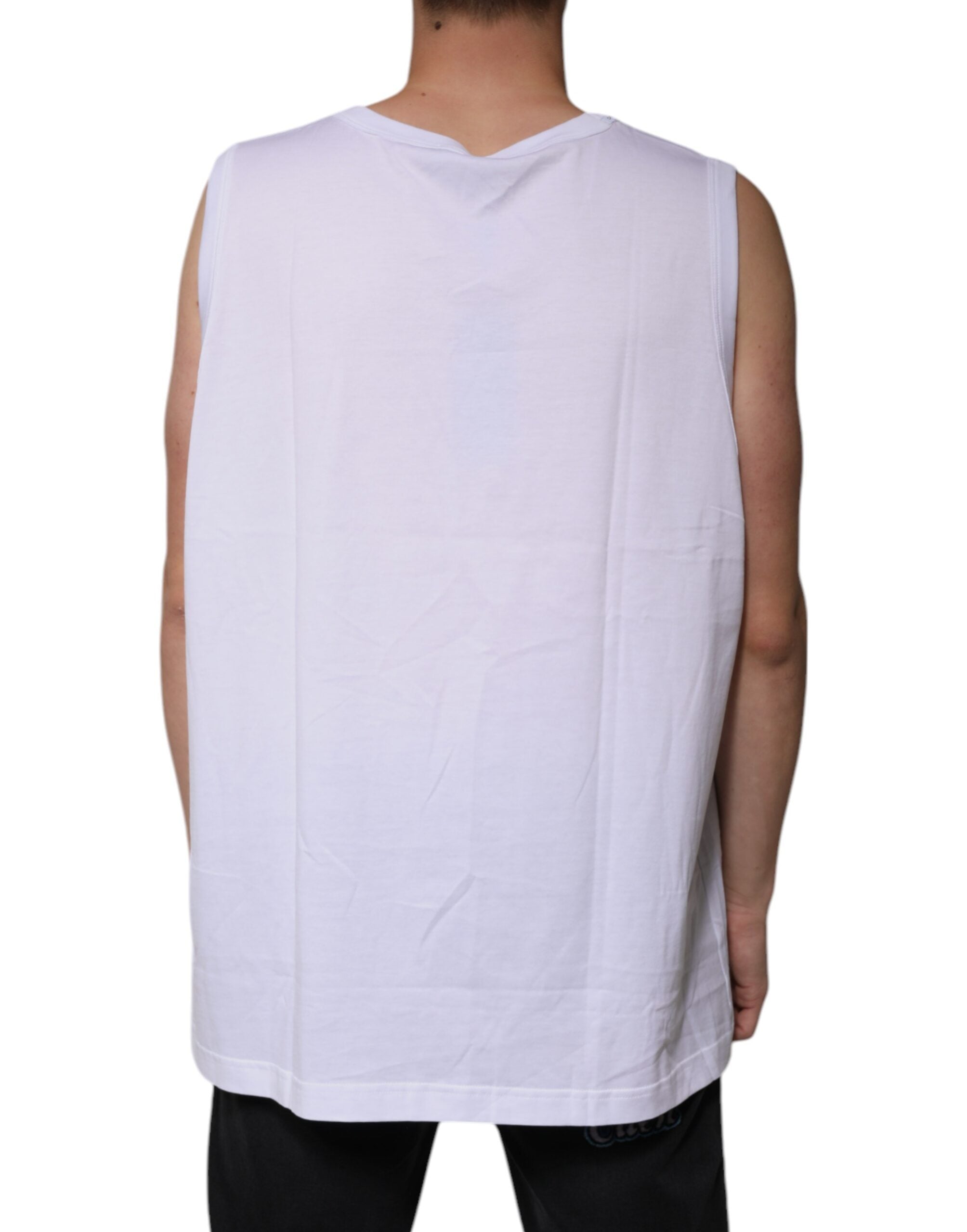 White Cotton Sleeveless Round Neck Tank T-shirt - ventzia