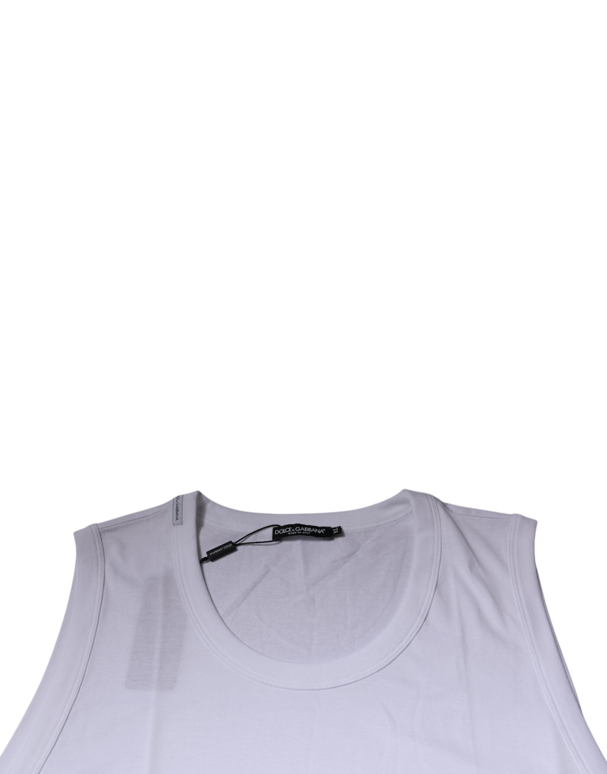 White Cotton Sleeveless Round Neck Tank T-shirt - ventzia