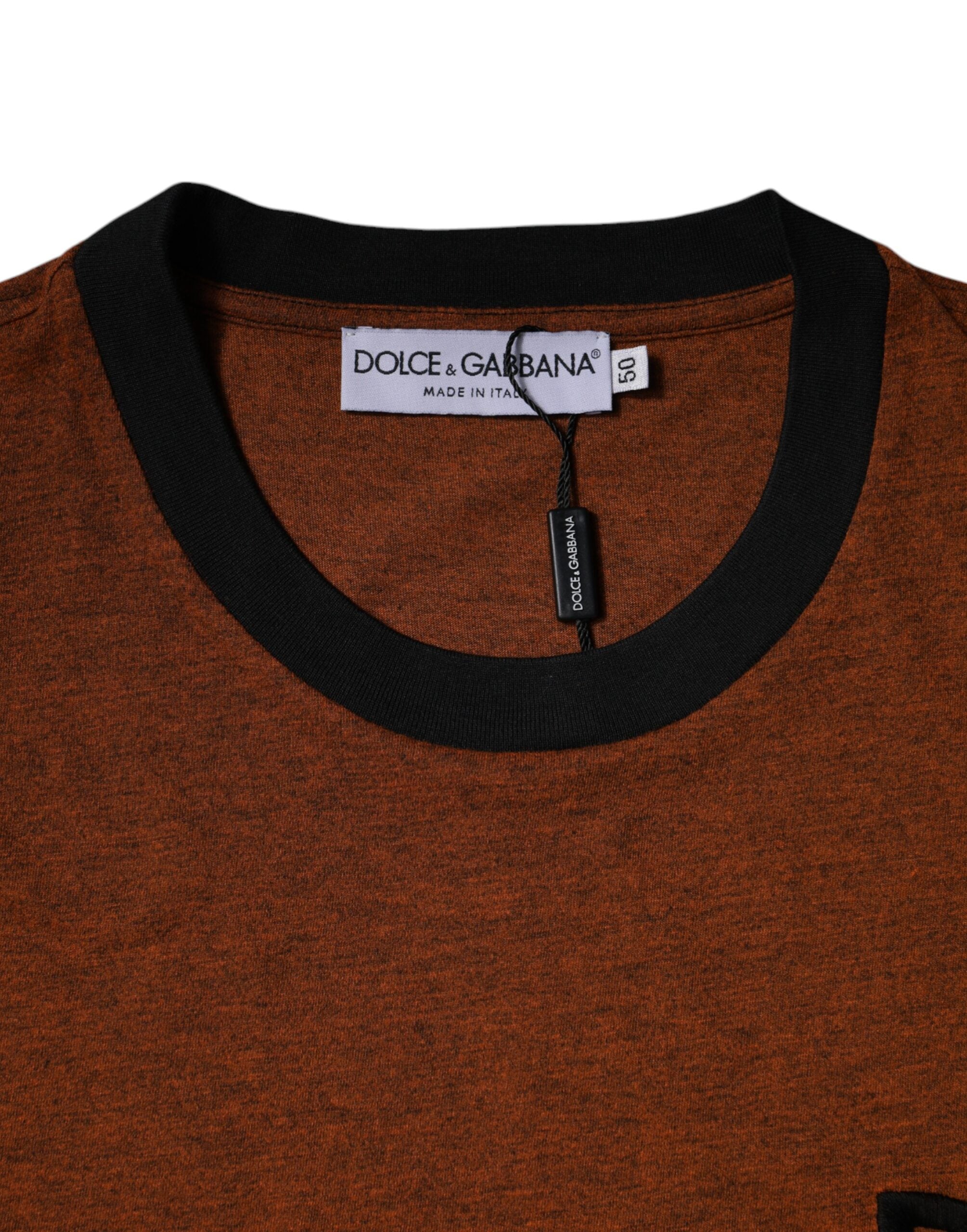 Brown DG Logo Polyester Crew Neck T-shirt - ventzia