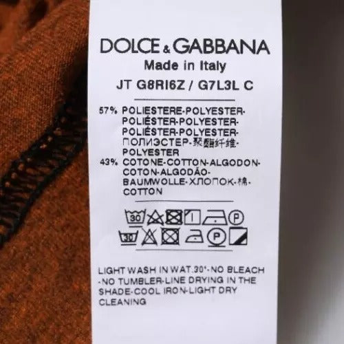 Brown DG Logo Polyester Crew Neck T-shirt - ventzia