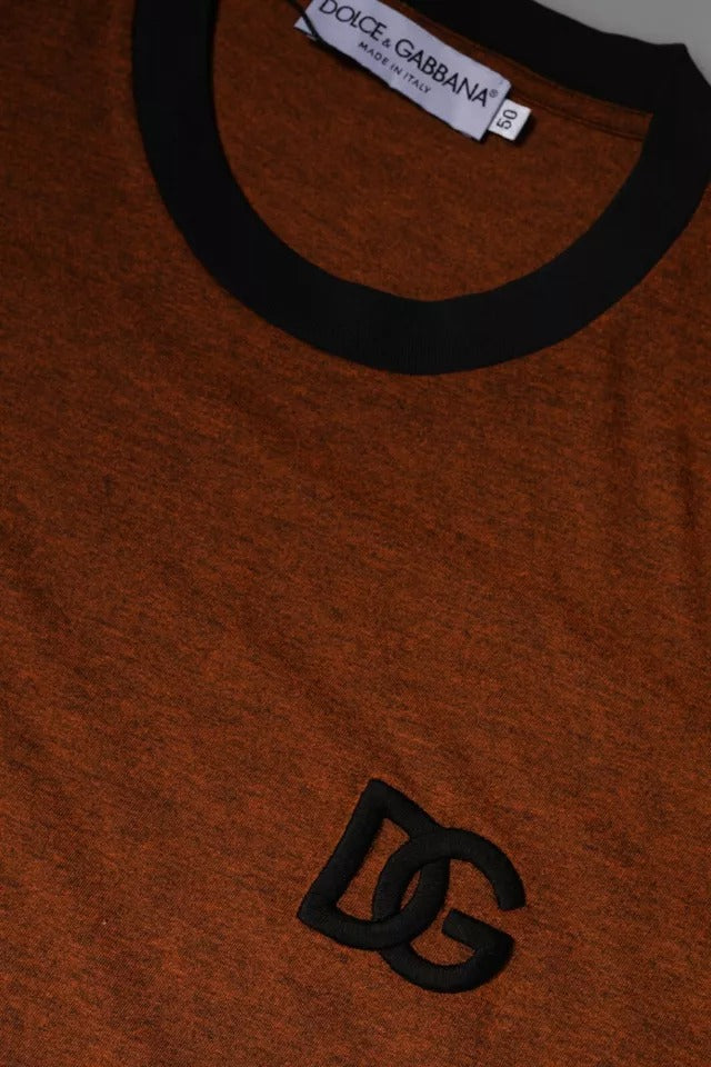 Brown DG Logo Polyester Crew Neck T-shirt - ventzia
