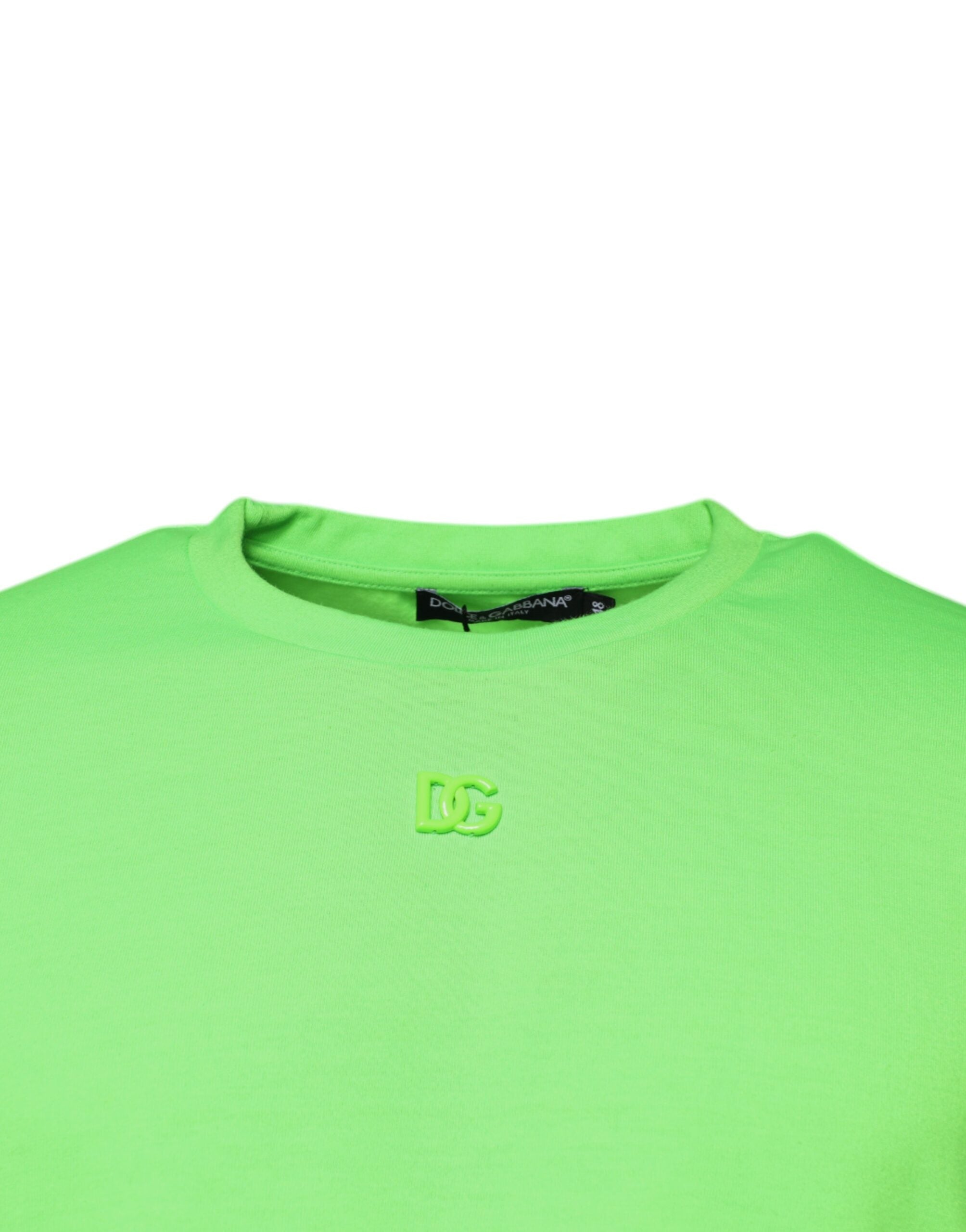 Green Logo Polyester Crew Neck T-shirt - ventzia