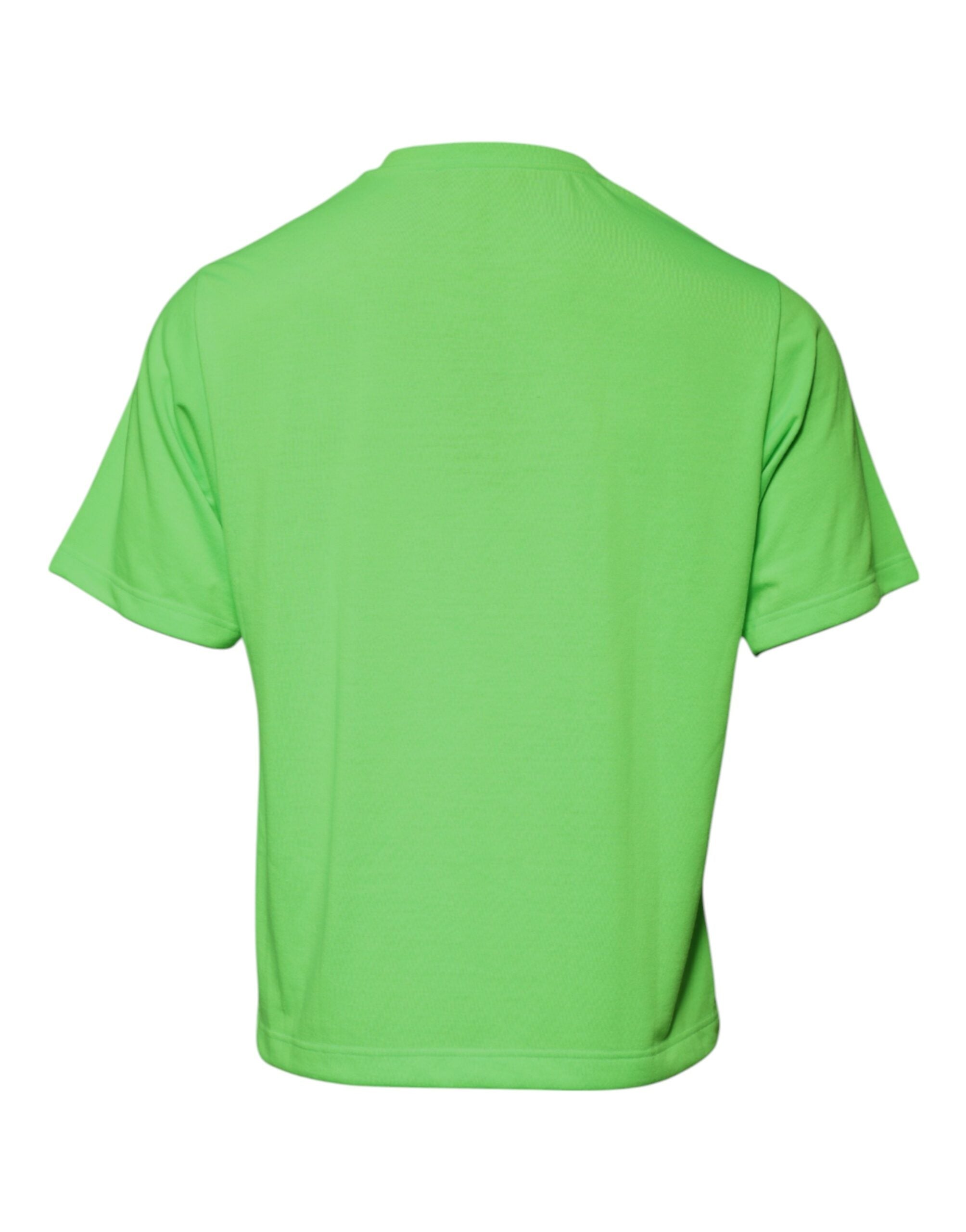 Green Logo Polyester Crew Neck T-shirt - ventzia