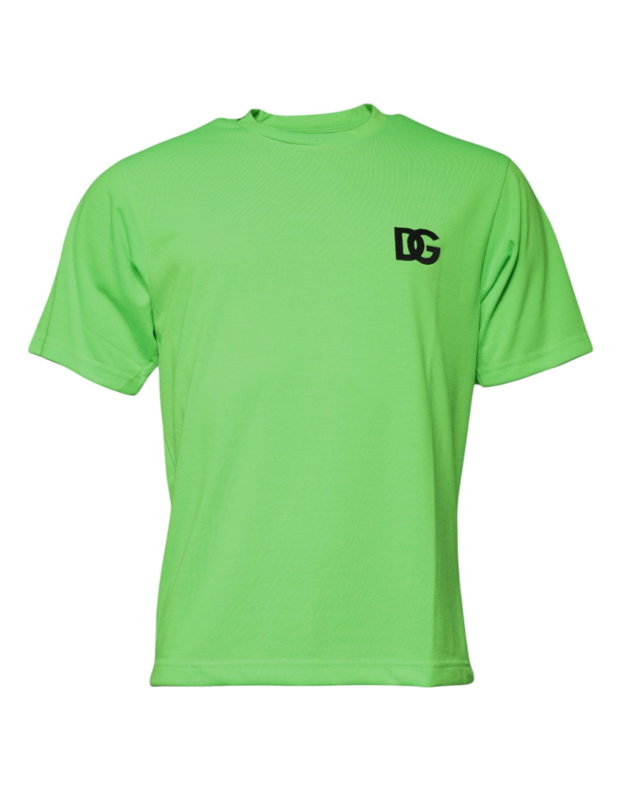 Green Logo Polyester Crew Neck T-shirt - ventzia