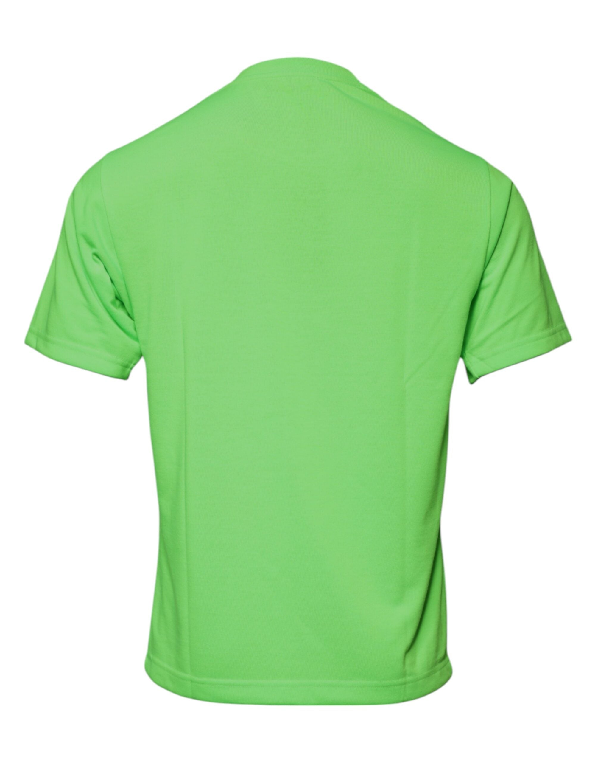 Green Logo Polyester Crew Neck T-shirt - ventzia
