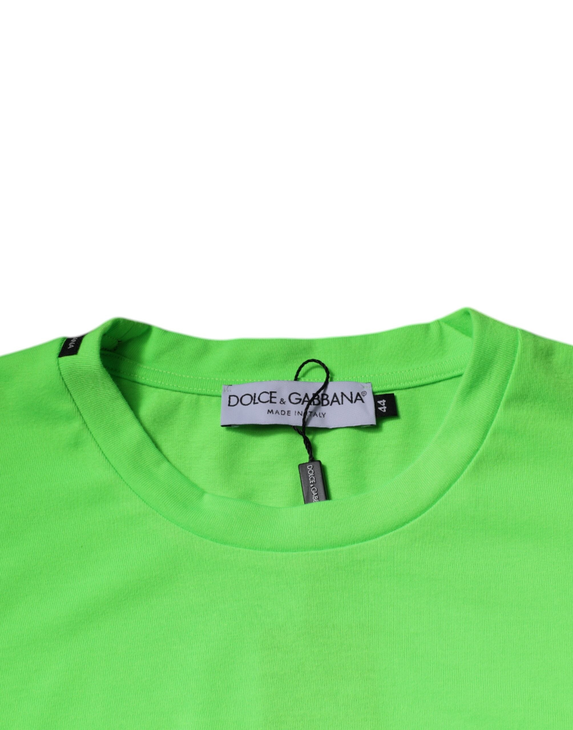 Green Logo Polyester Crew Neck T-shirt - ventzia