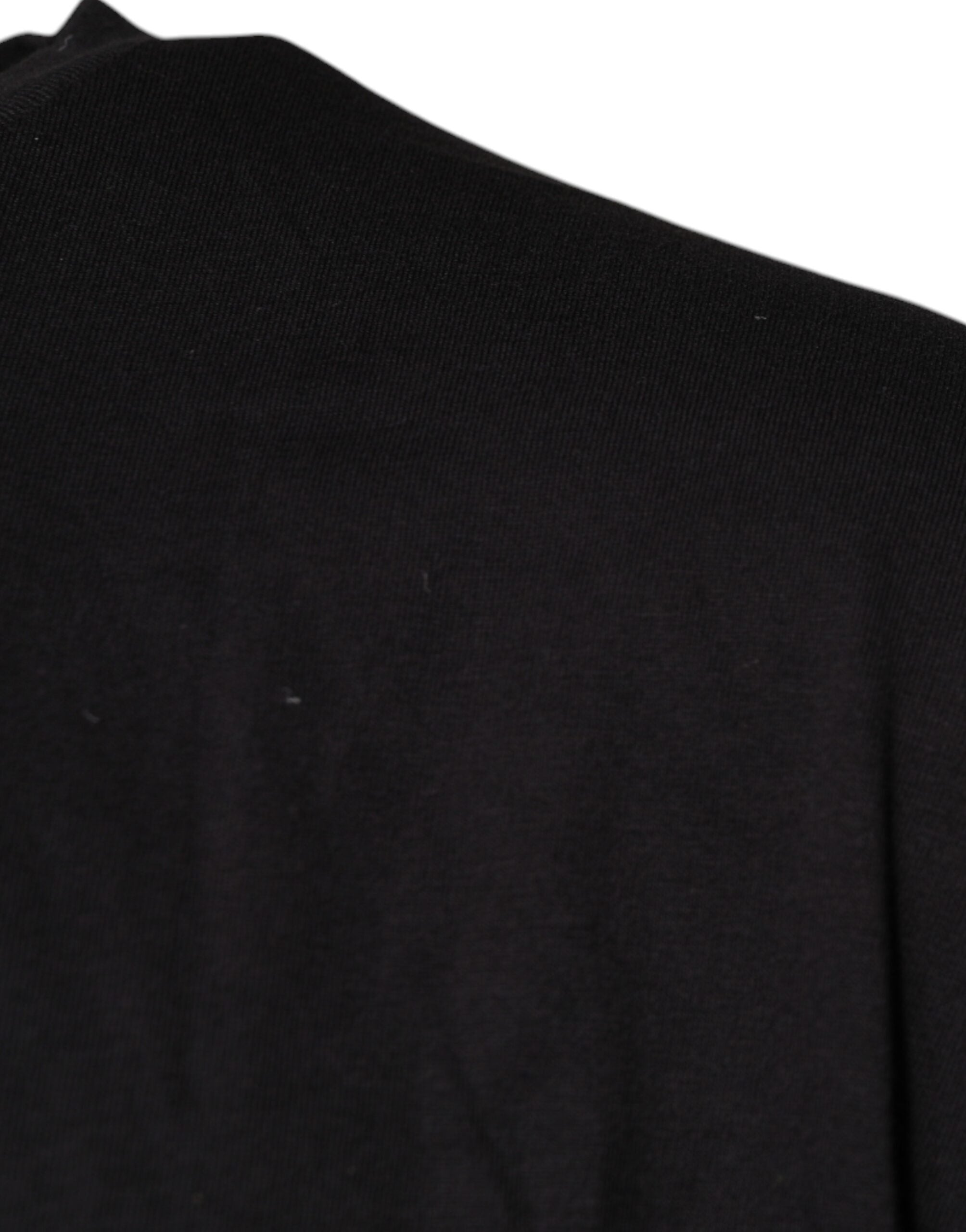 Black Logo Print Cotton Crew Neck T-shirt - ventzia