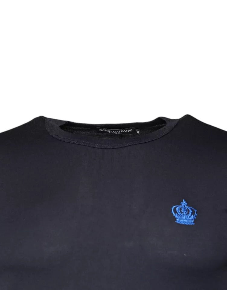 Blue Crown Crew Neck Short Sleeves T-shirt - ventzia