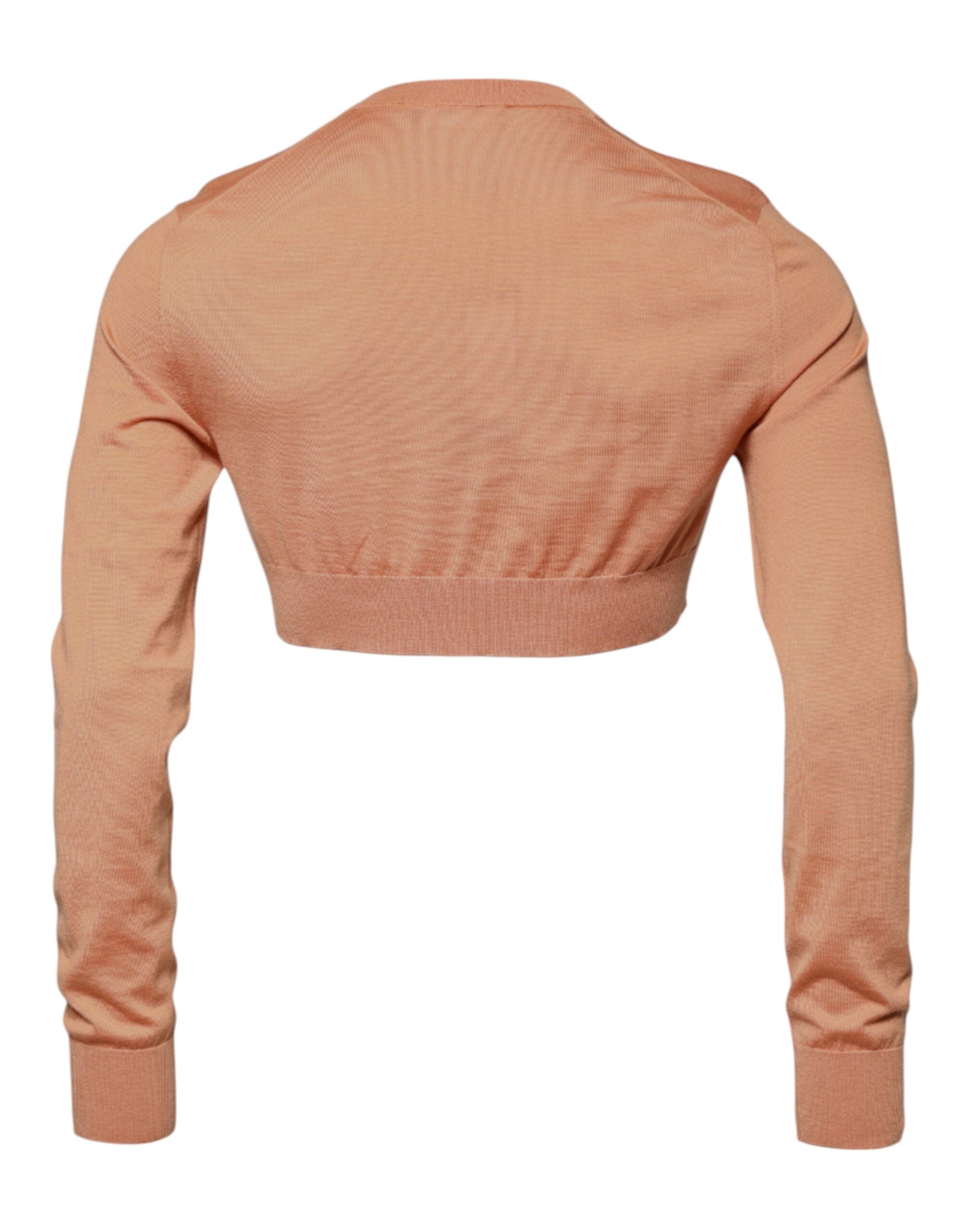 Beige Wool Crewneck Pullover Cropped Sweater - ventzia