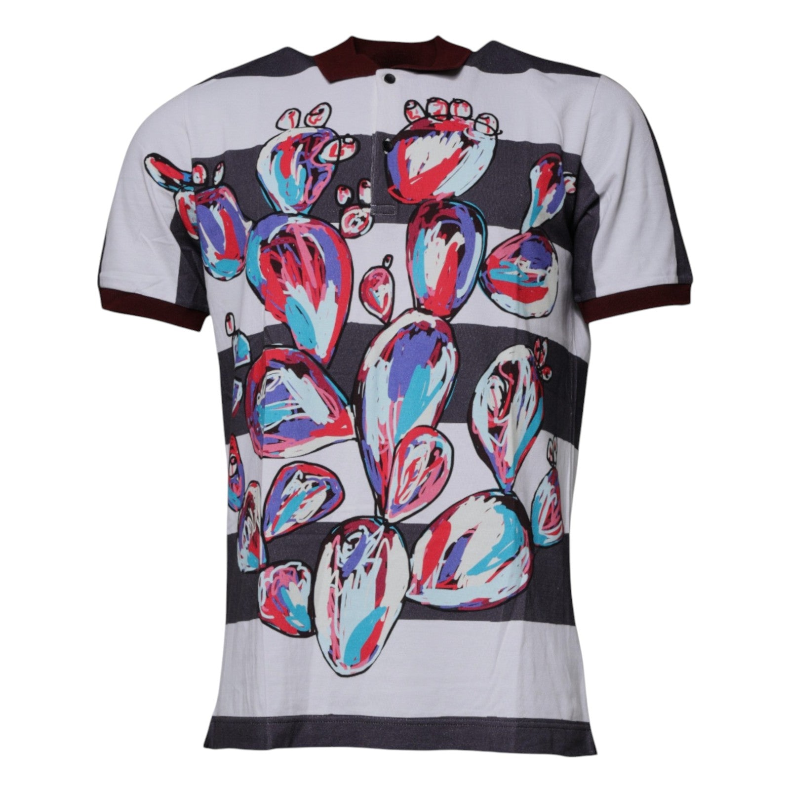 Multicolor Graphic Collared Polo T-shirt - ventzia