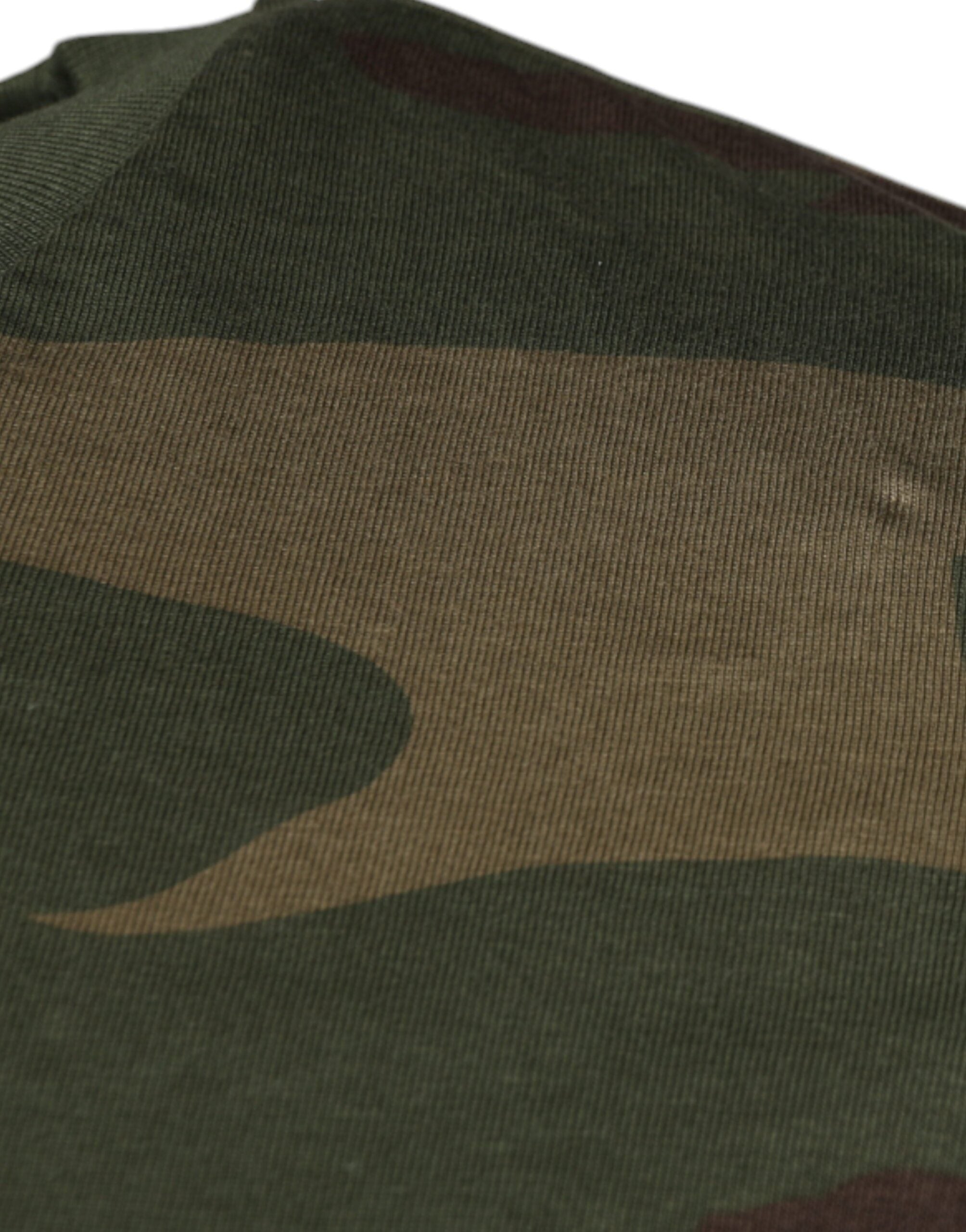 Multicolor Camouflage Cotton Crew Neck T-shirt - ventzia