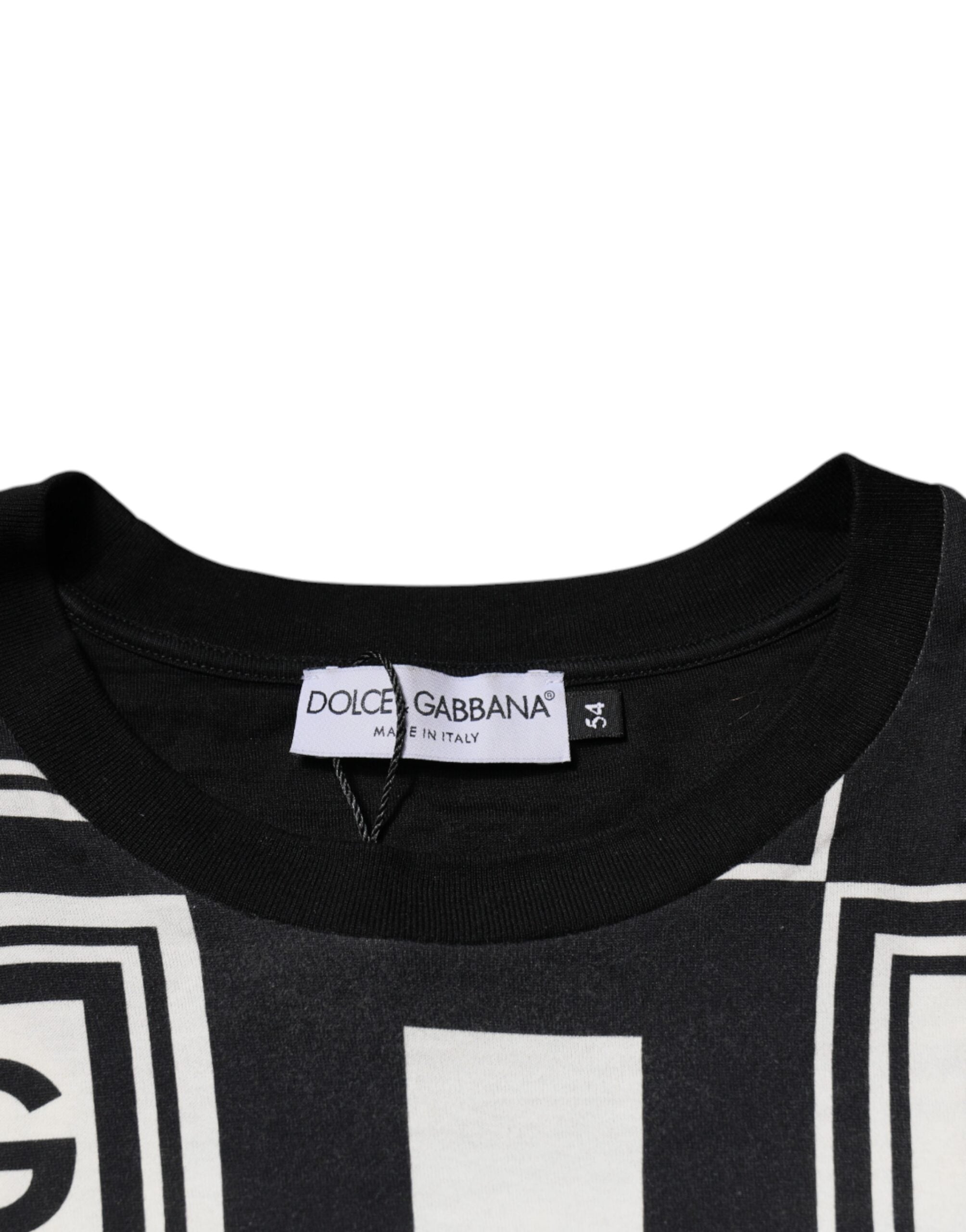 Black Logo Monogram Cotton Crew Neck T-shirt - ventzia