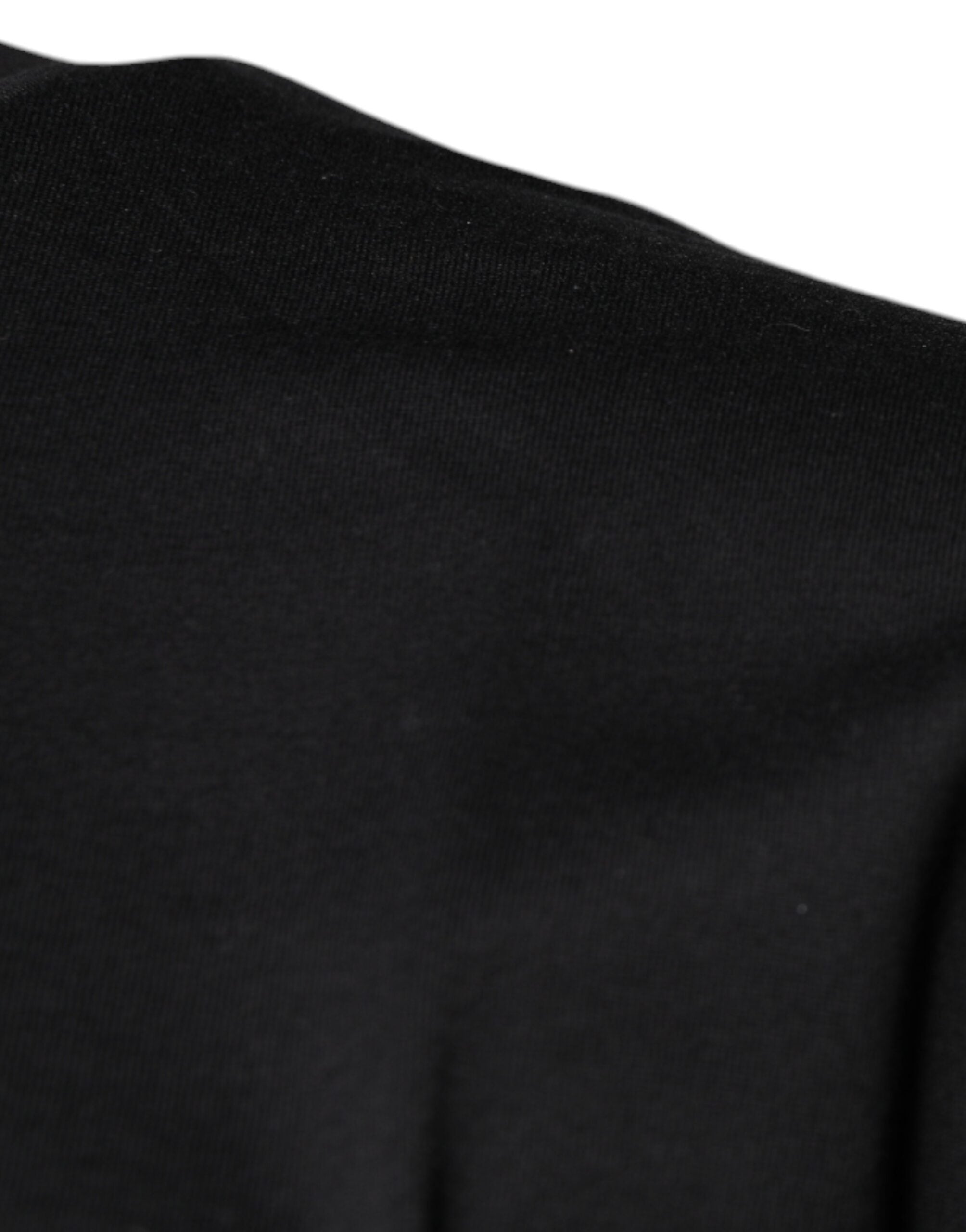 Black DG Logo Print Cotton Crew Neck T-shirt - ventzia