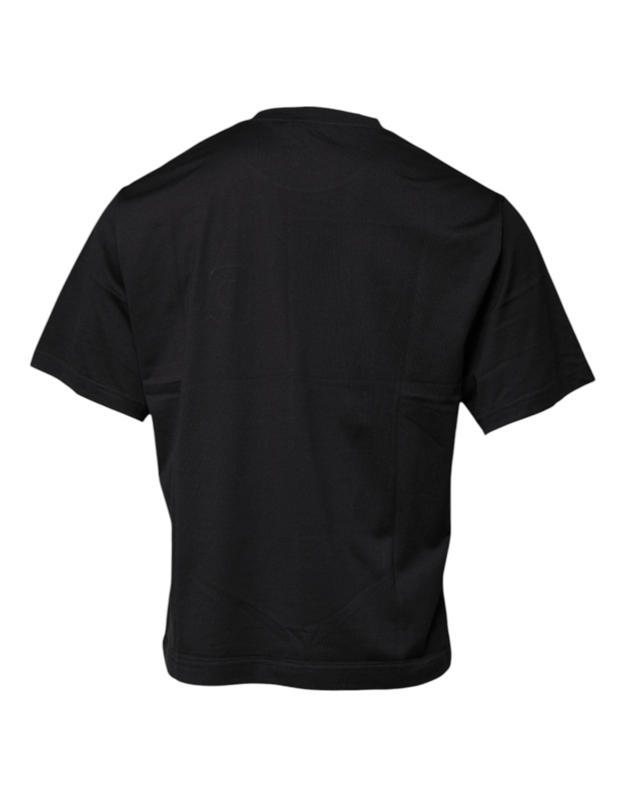 Black DG Logo Print Cotton Crew Neck T-shirt - ventzia