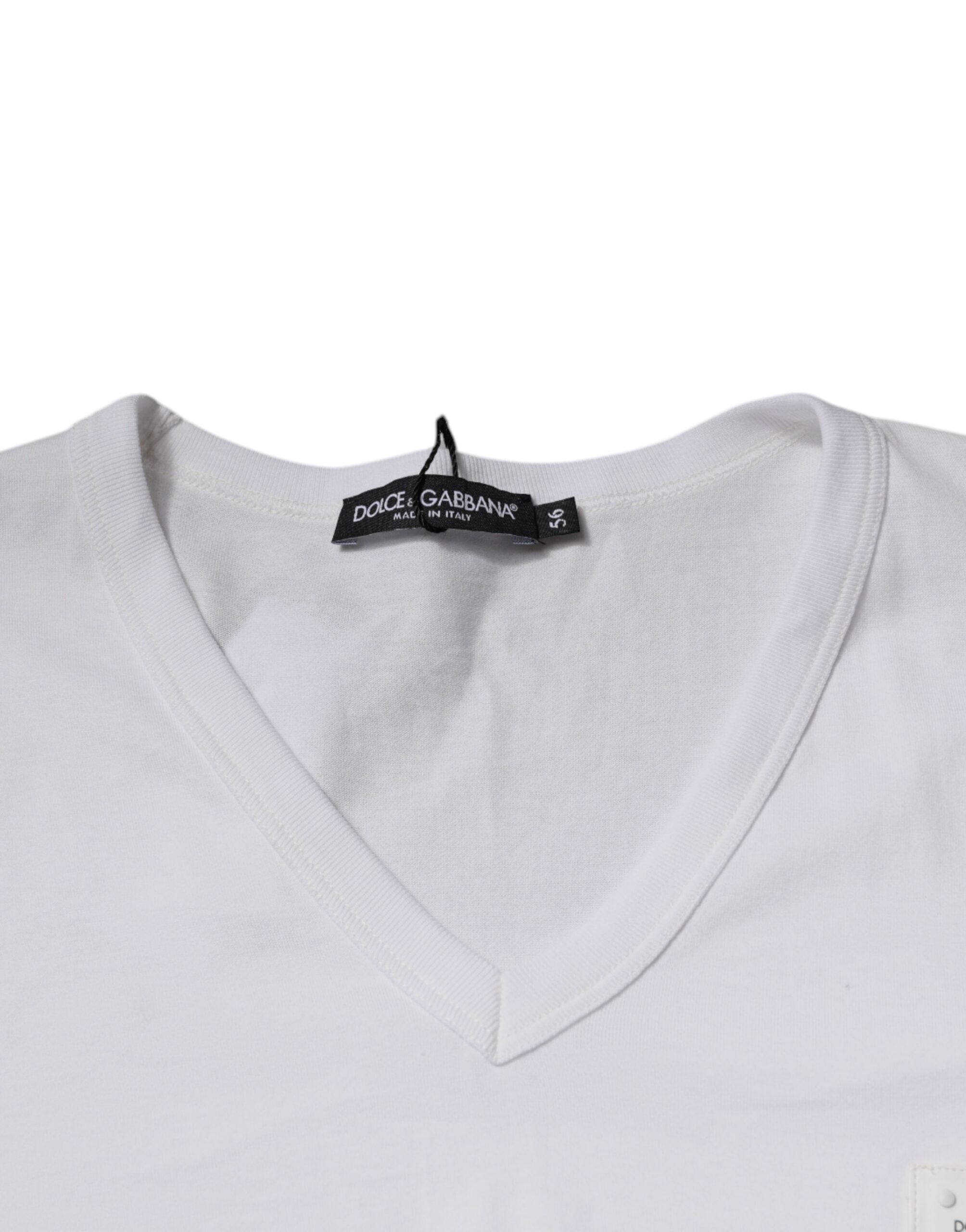 White Logo V-neck Short Sleeve T-shirt - ventzia