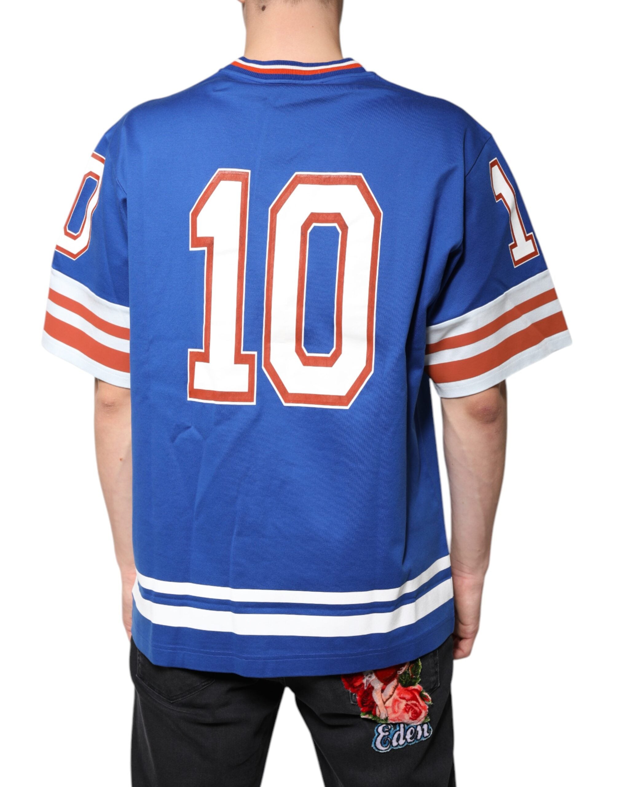 Blue Logo V-neck Short Sleeve T-shirt - ventzia