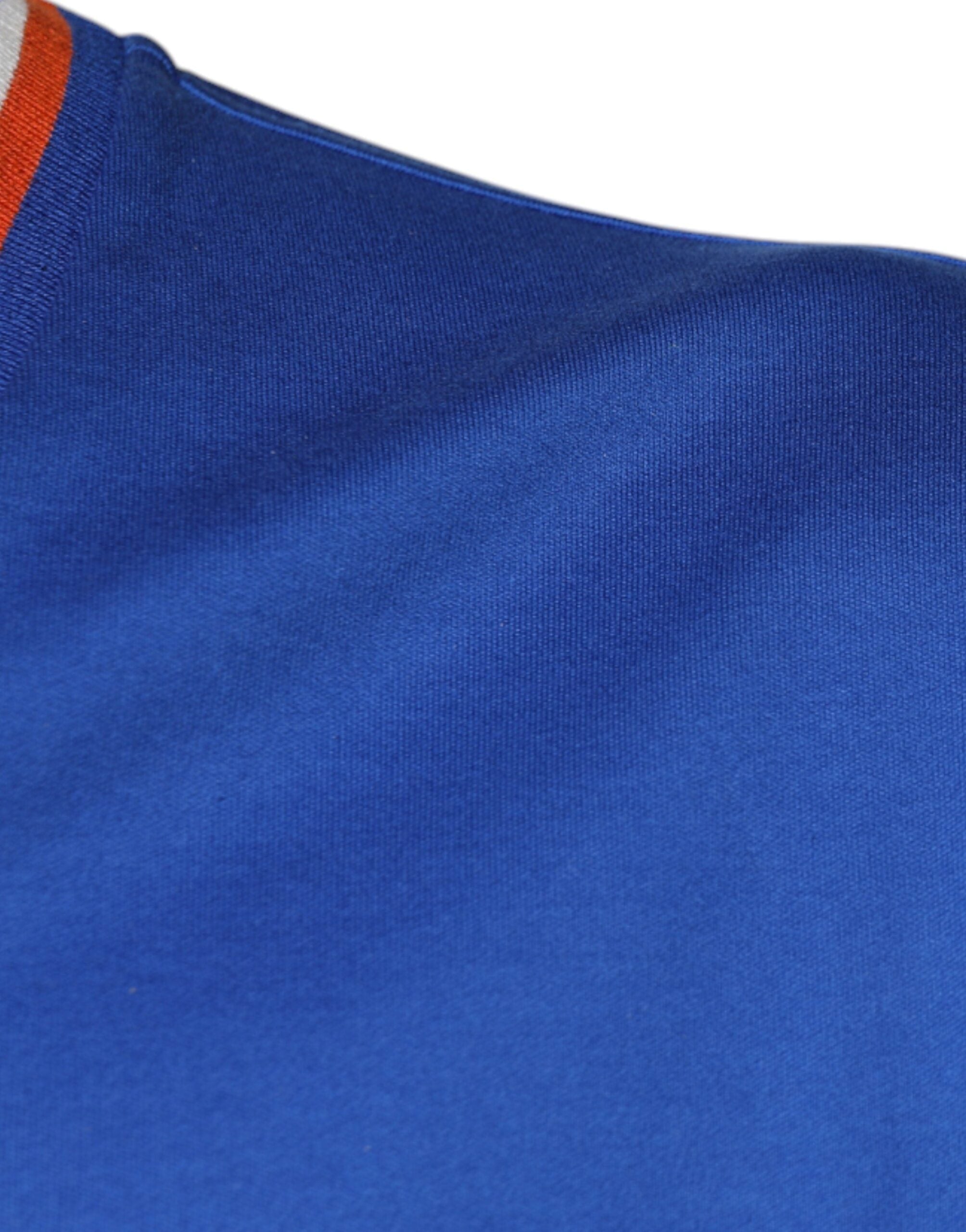 Blue Logo V-neck Short Sleeve T-shirt - ventzia