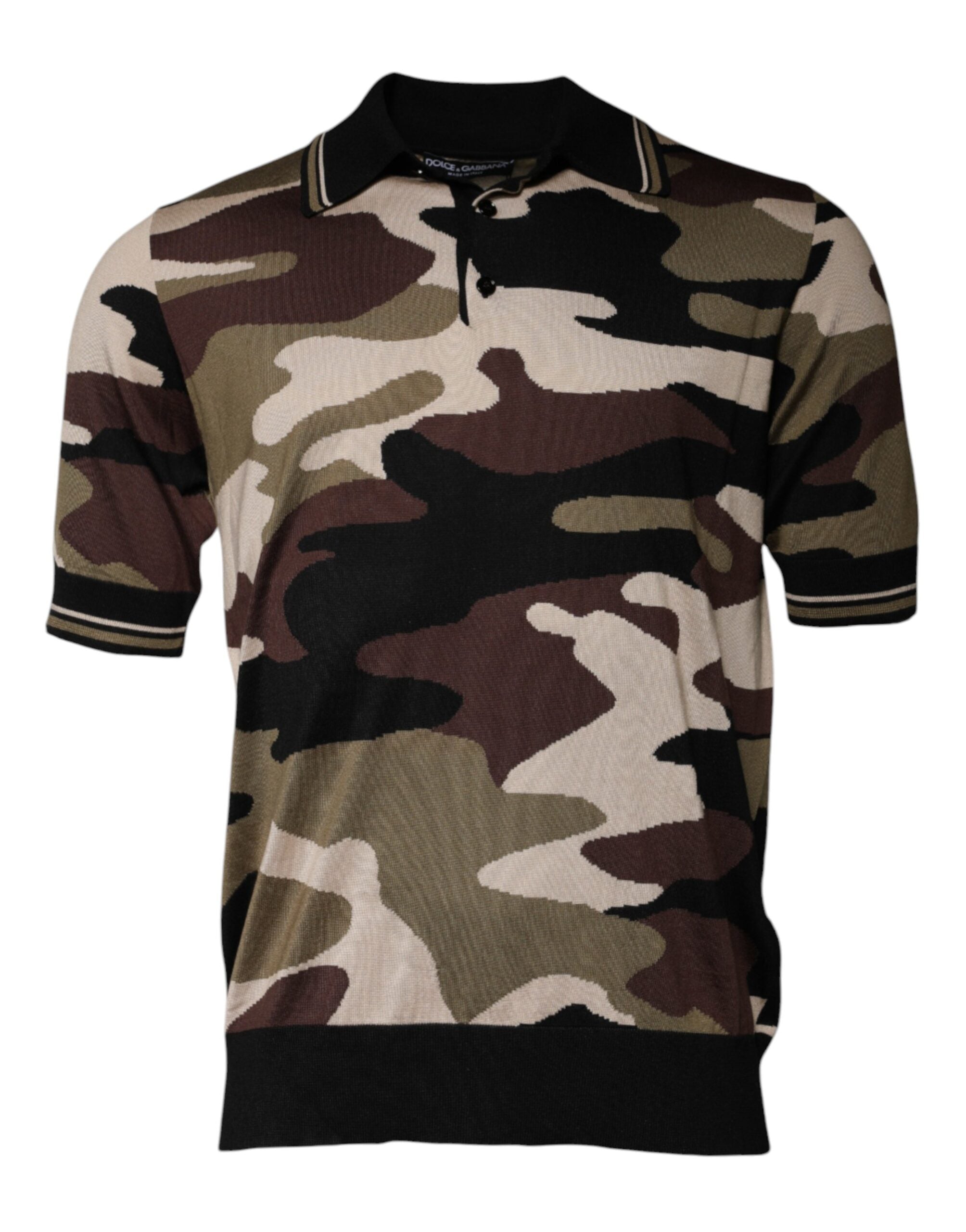 Multicolor Camouflage Collared Polo T-shirt - ventzia