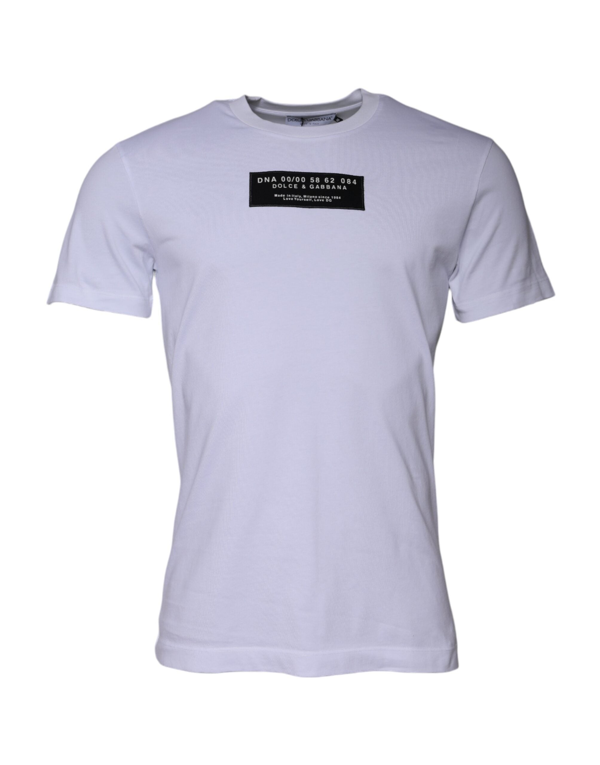 White Logo Print Cotton Crew Neck T-shirt - ventzia